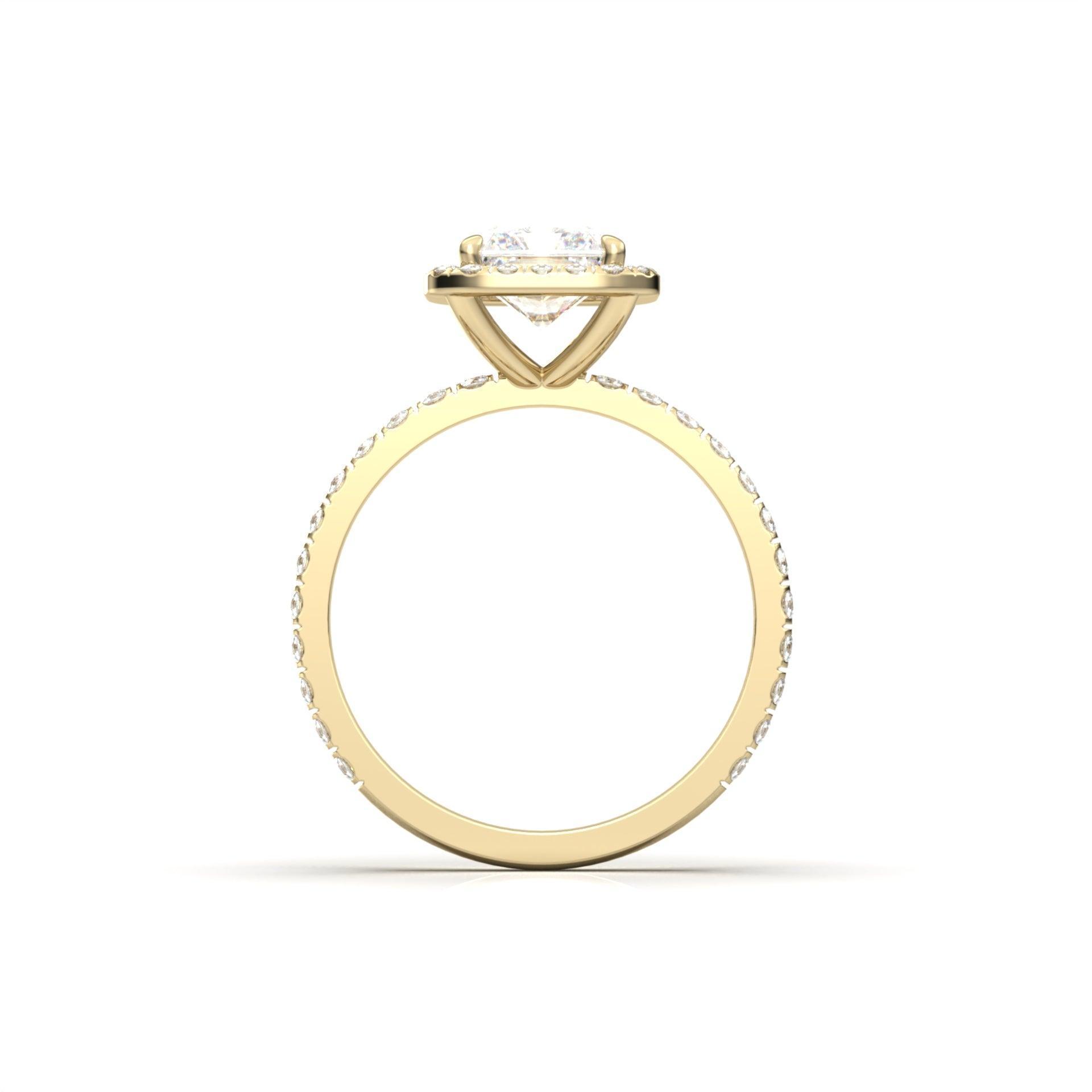 Radiant Halo Full Pavé Diamond Engagement Ring - Moissanite Engagement Rings