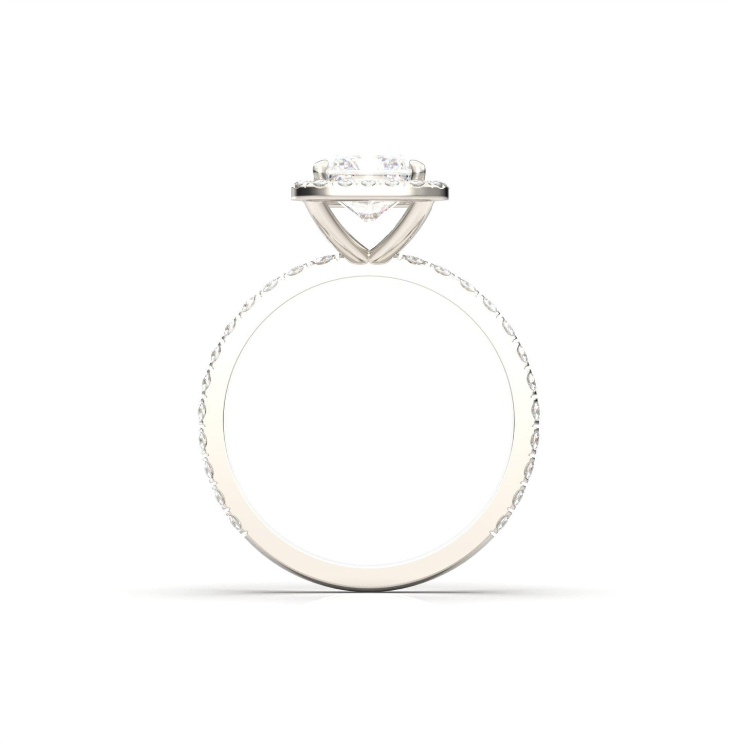 Radiant Halo Full Pavé Diamond Engagement Ring - Moissanite Engagement Rings