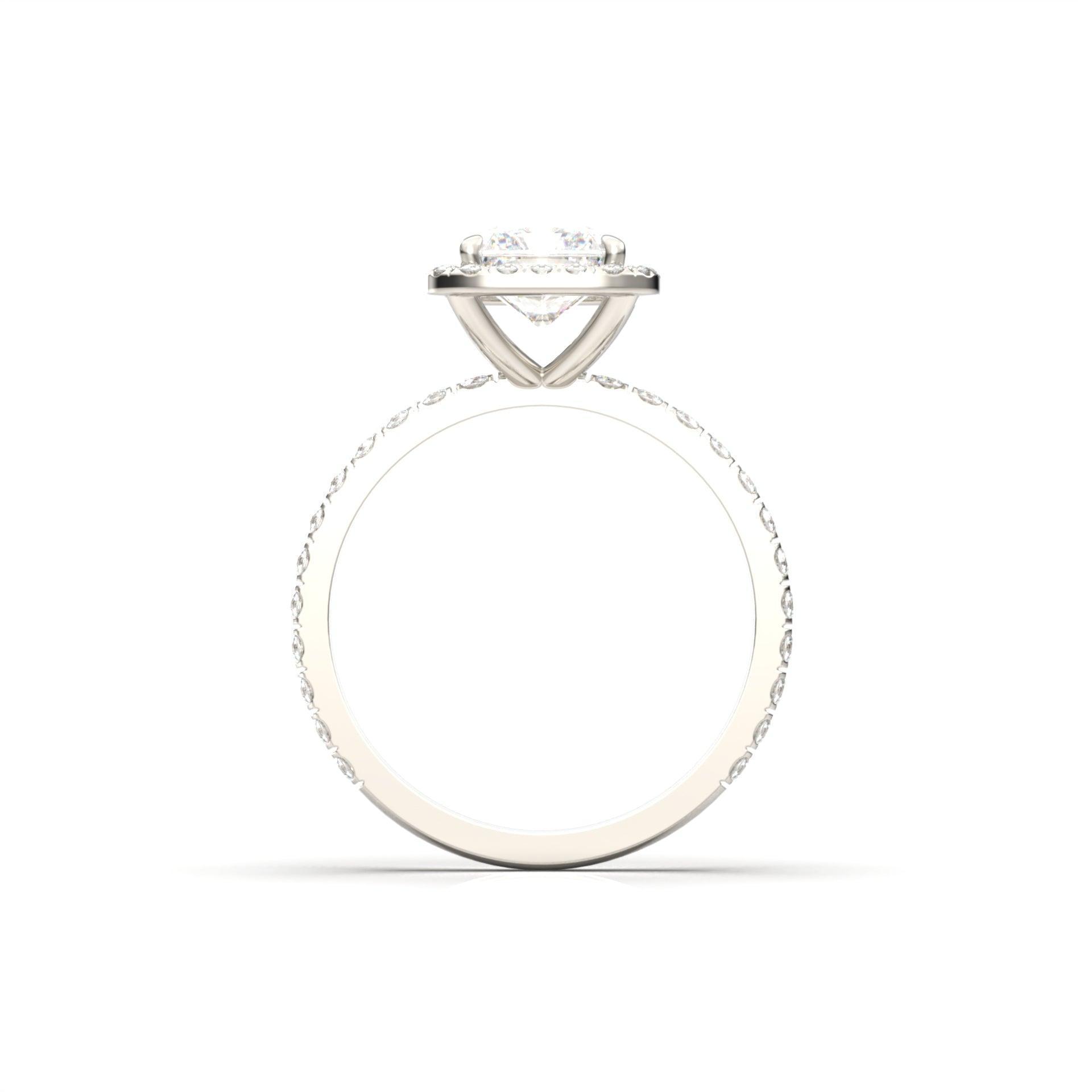 Radiant Halo Full Pavé Diamond Engagement Ring - Moissanite Engagement Rings