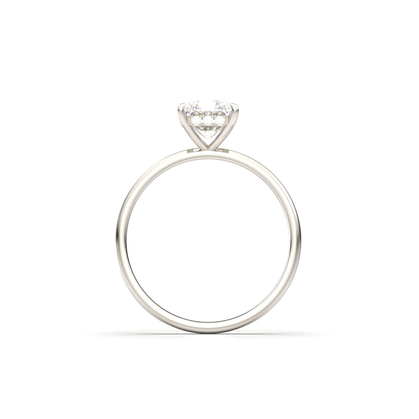 Radiant Hidden Halo Diamond Engagement Ring - Moissanite Engagement Rings