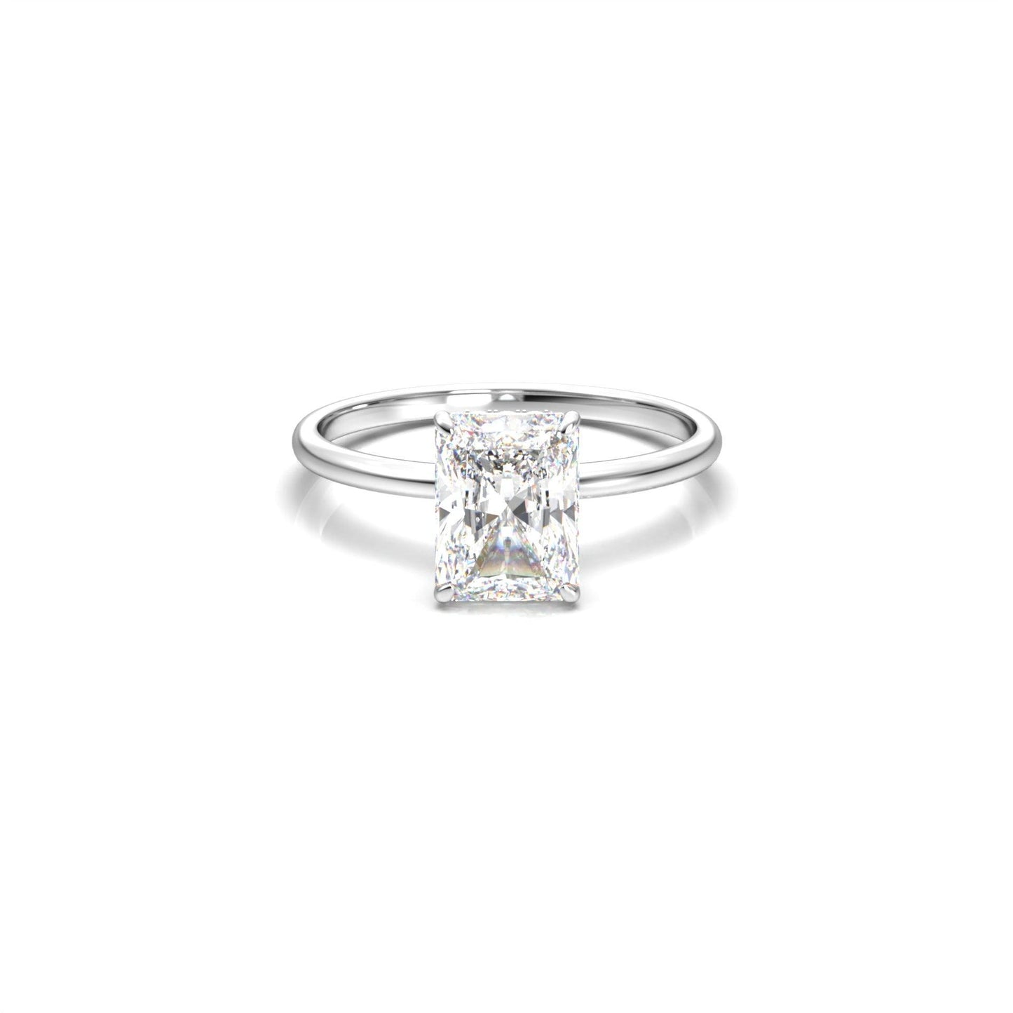 Radiant Hidden Halo Diamond Engagement Ring - Moissanite Engagement Rings