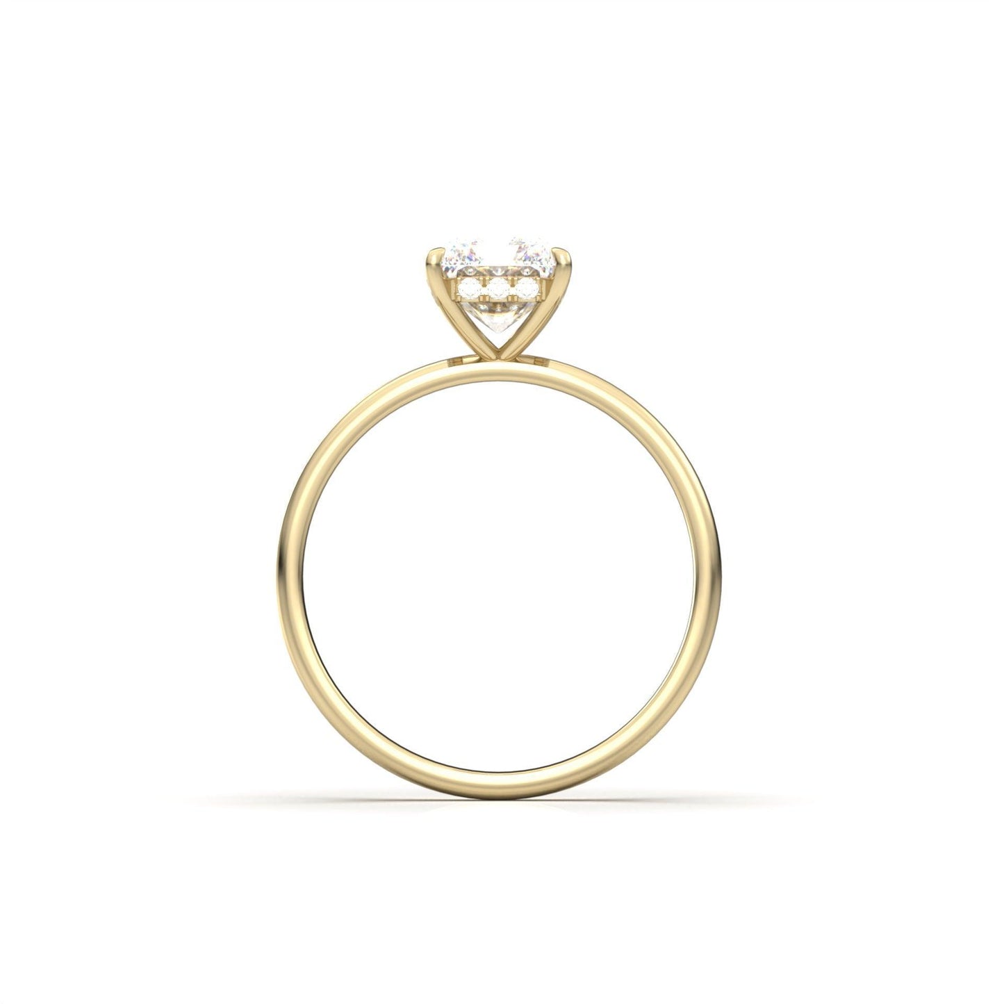 Radiant Hidden Halo Diamond Engagement Ring - Moissanite Engagement Rings