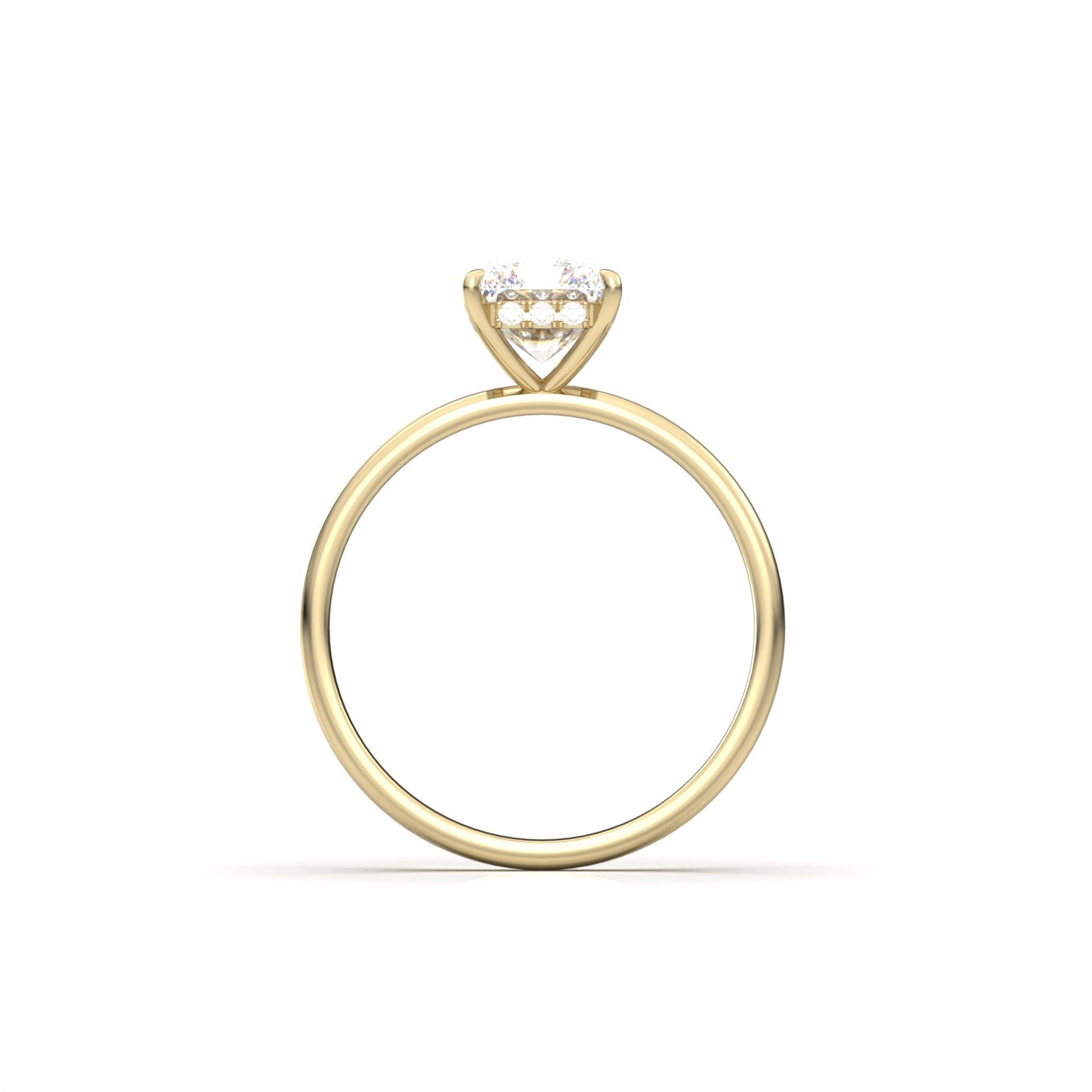 Radiant Hidden Halo Diamond Engagement Ring - Moissanite Engagement Rings