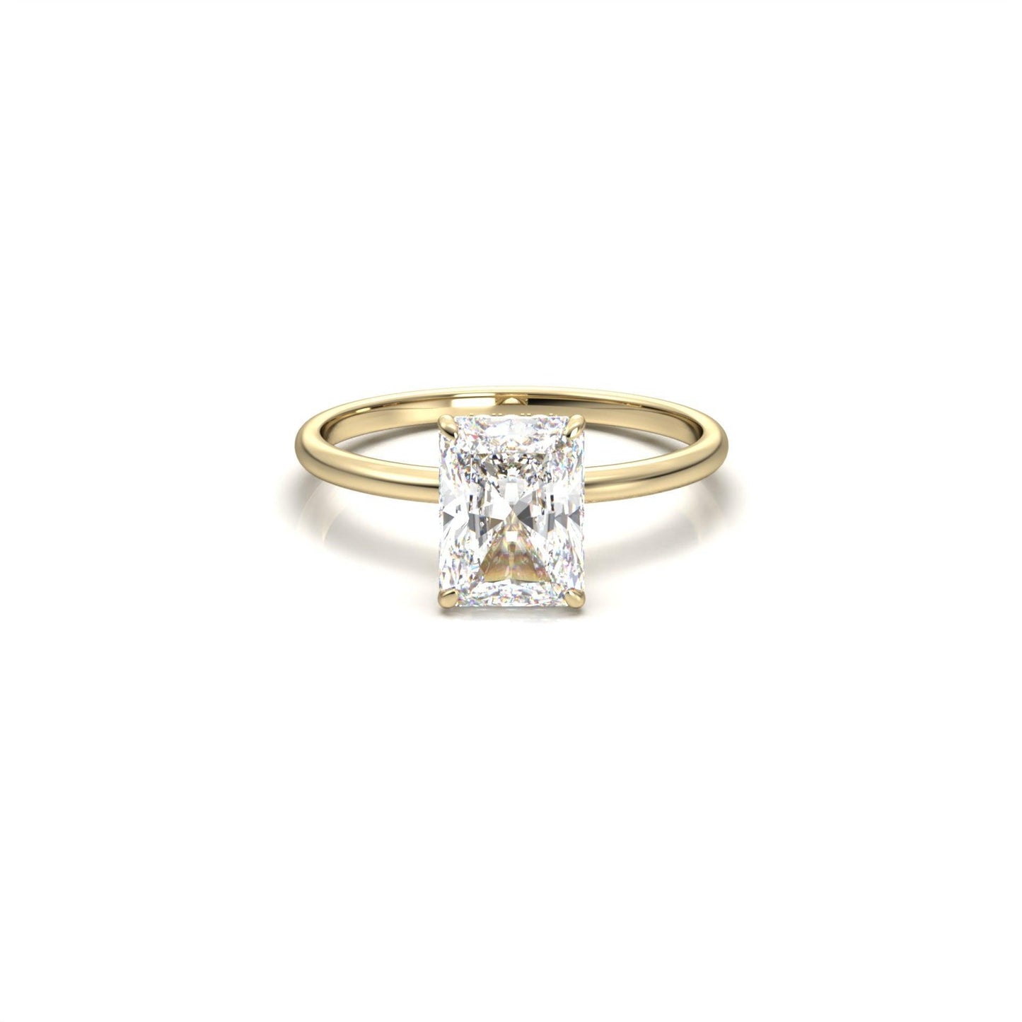 Radiant Hidden Halo Diamond Engagement Ring - Moissanite Engagement Rings
