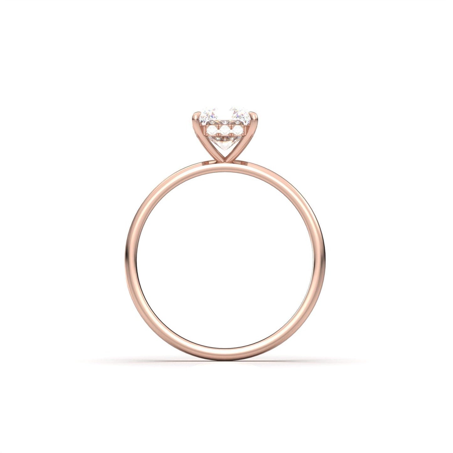 Radiant Hidden Halo Diamond Engagement Ring - Moissanite Engagement Rings