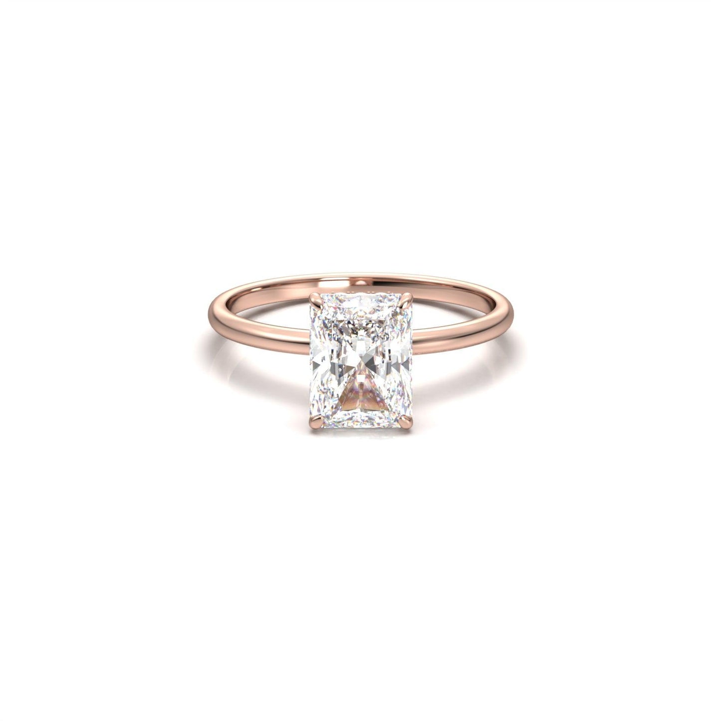 Radiant Hidden Halo Diamond Engagement Ring - Moissanite Engagement Rings
