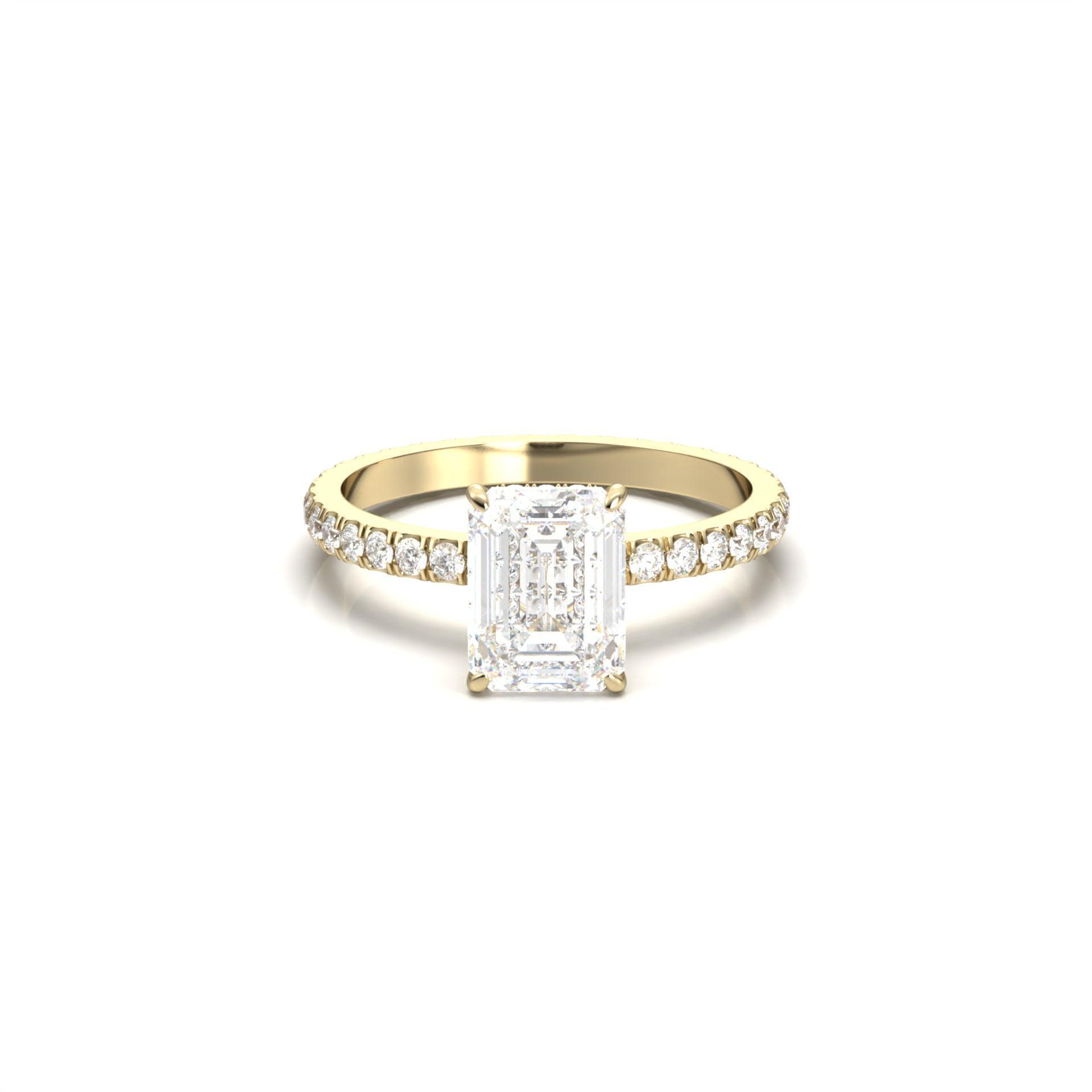 Radiant Hidden Halo Full Pavé Diamond Engagement Ring - Moissanite Engagement Rings