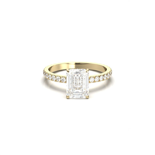 Radiant Hidden Halo Full Pavé Diamond Engagement Ring - Moissanite Engagement Rings