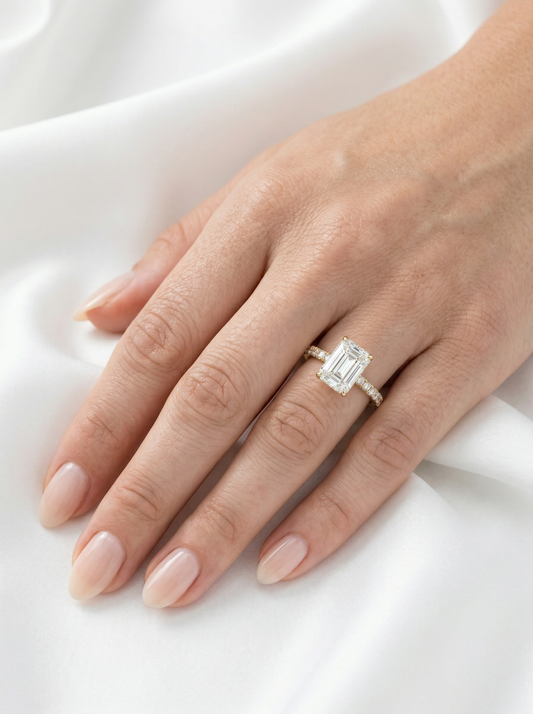 Radiant Hidden Halo Full Pavé Moissanite Engagement Ring