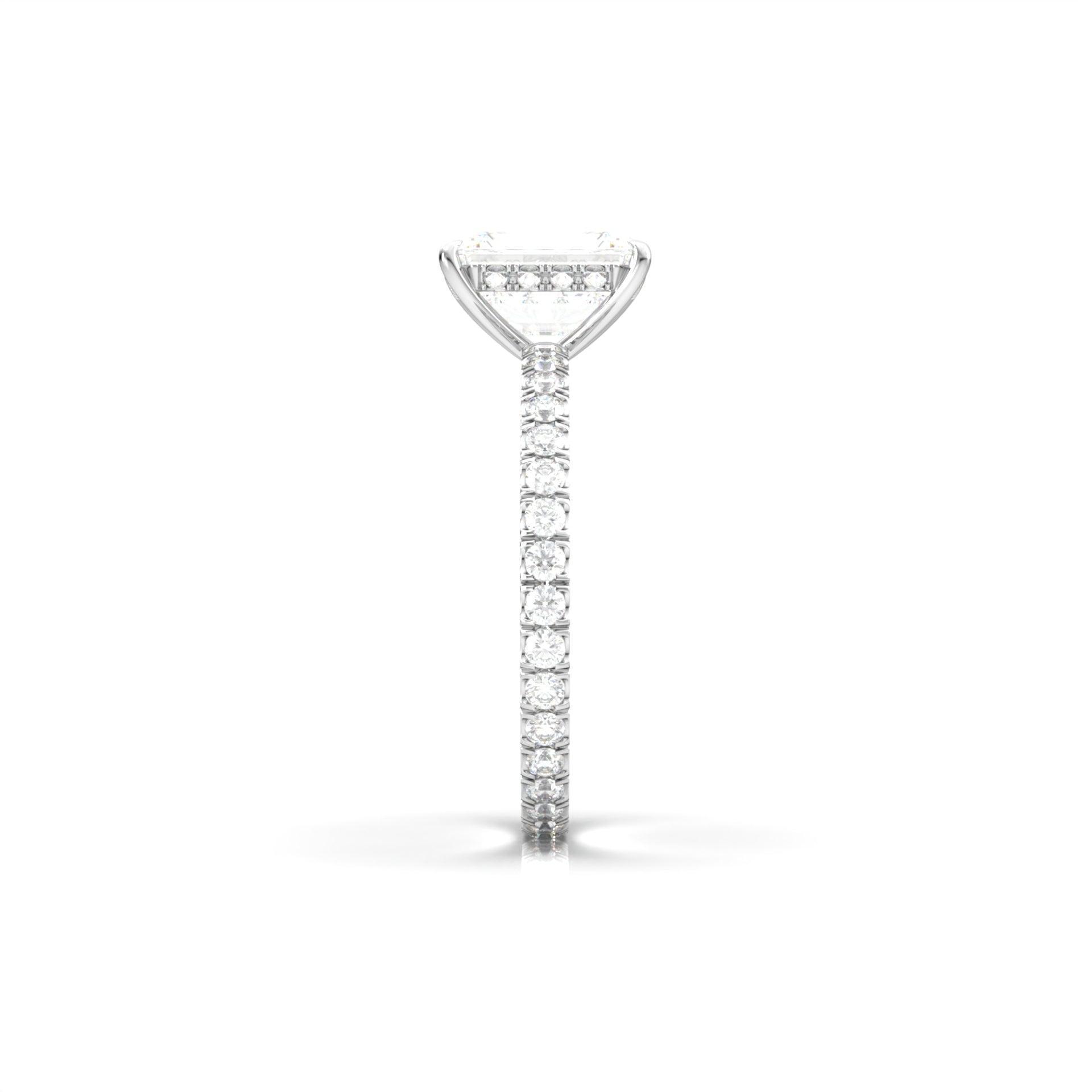 Radiant Hidden Halo Full Pavé Diamond Engagement Ring - Moissanite Engagement Rings