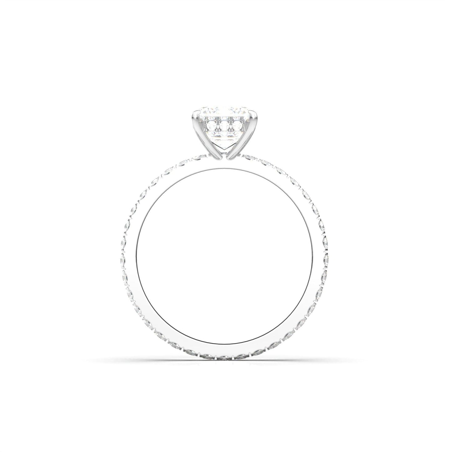 Radiant Hidden Halo Full Pavé Diamond Engagement Ring - Moissanite Engagement Rings