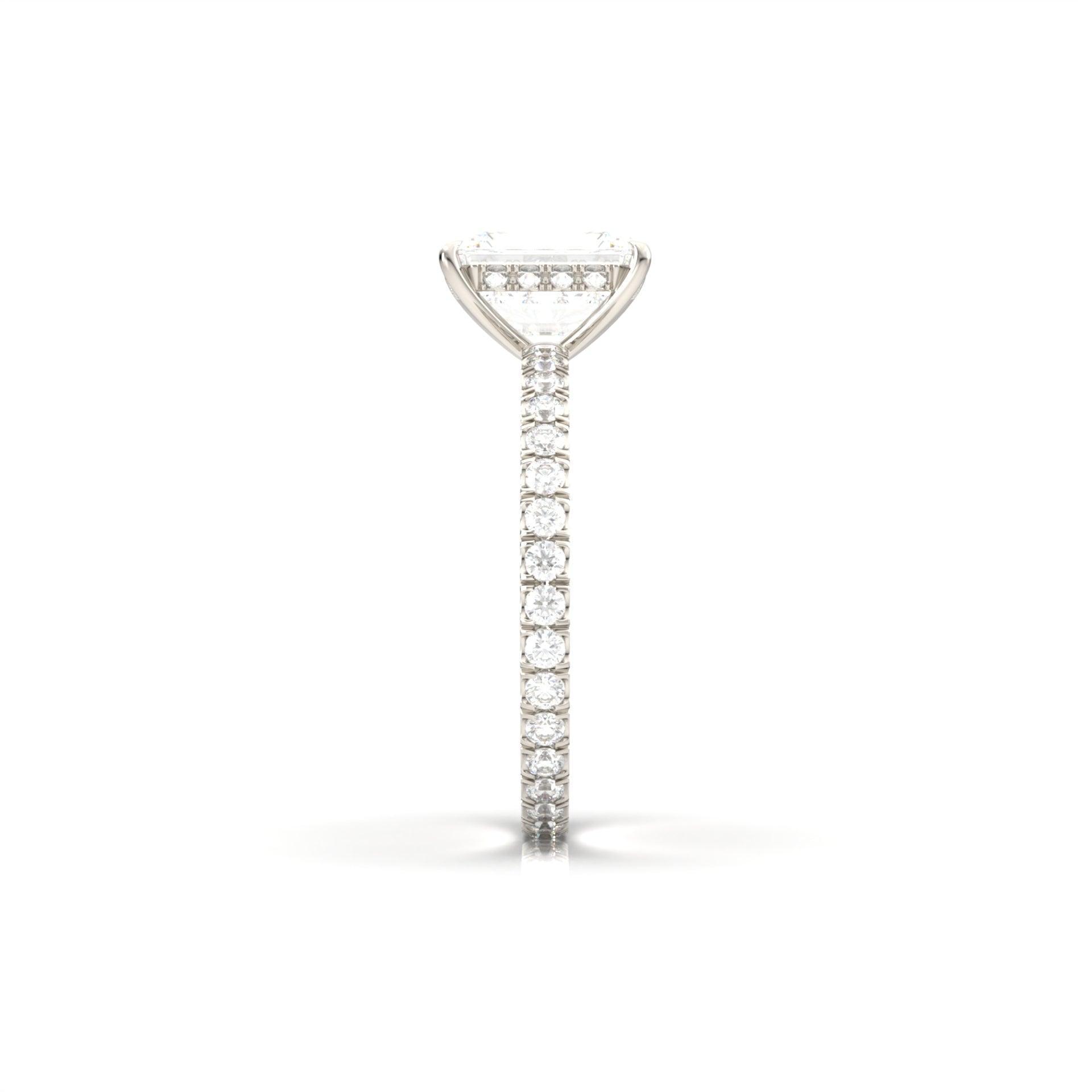 Radiant Hidden Halo Full Pavé Diamond Engagement Ring - Moissanite Engagement Rings