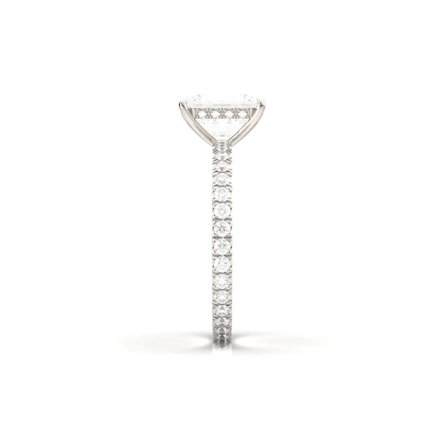 Radiant Hidden Halo Full Pavé Diamond Engagement Ring - Moissanite Engagement Rings