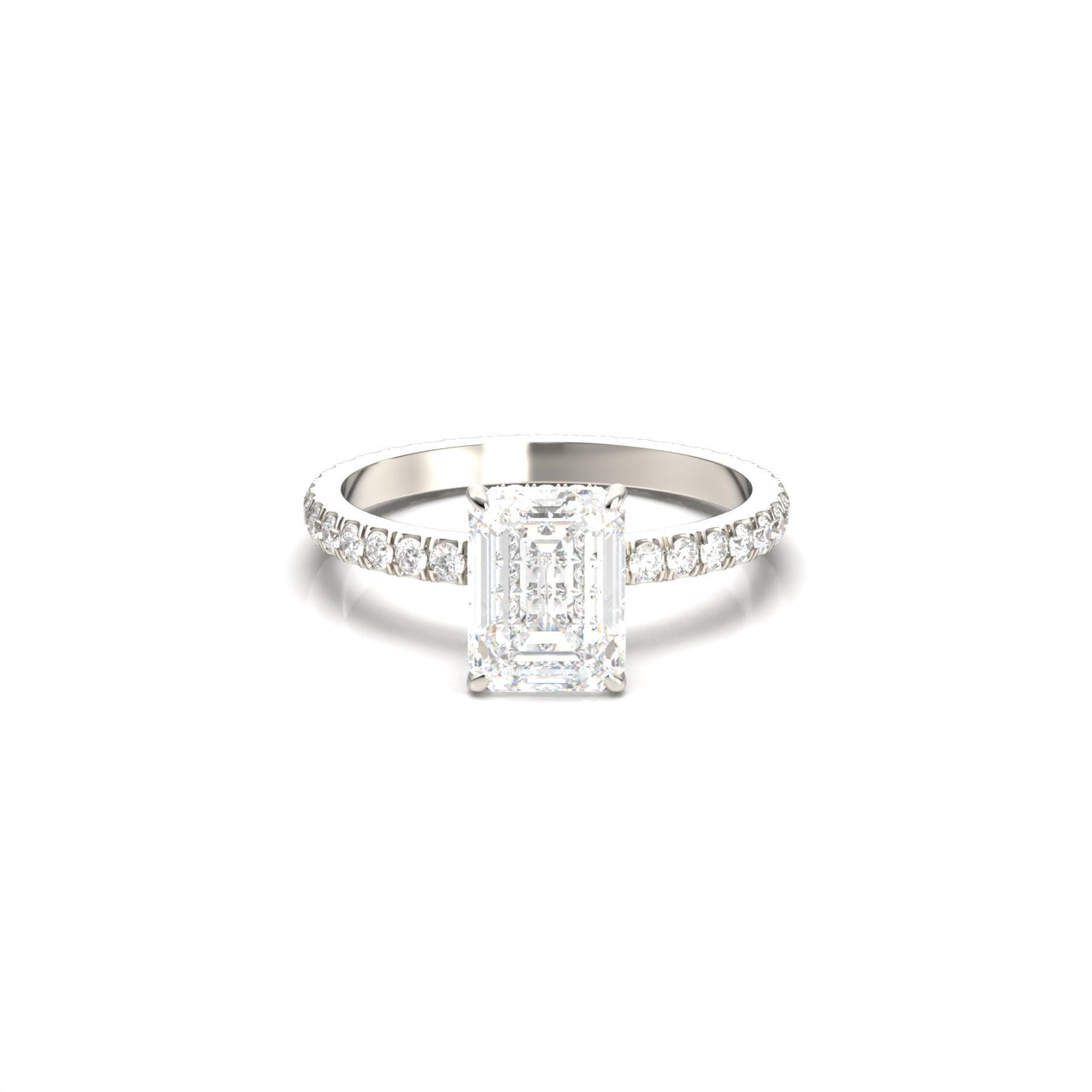 Radiant Hidden Halo Full Pavé Diamond Engagement Ring - Moissanite Engagement Rings