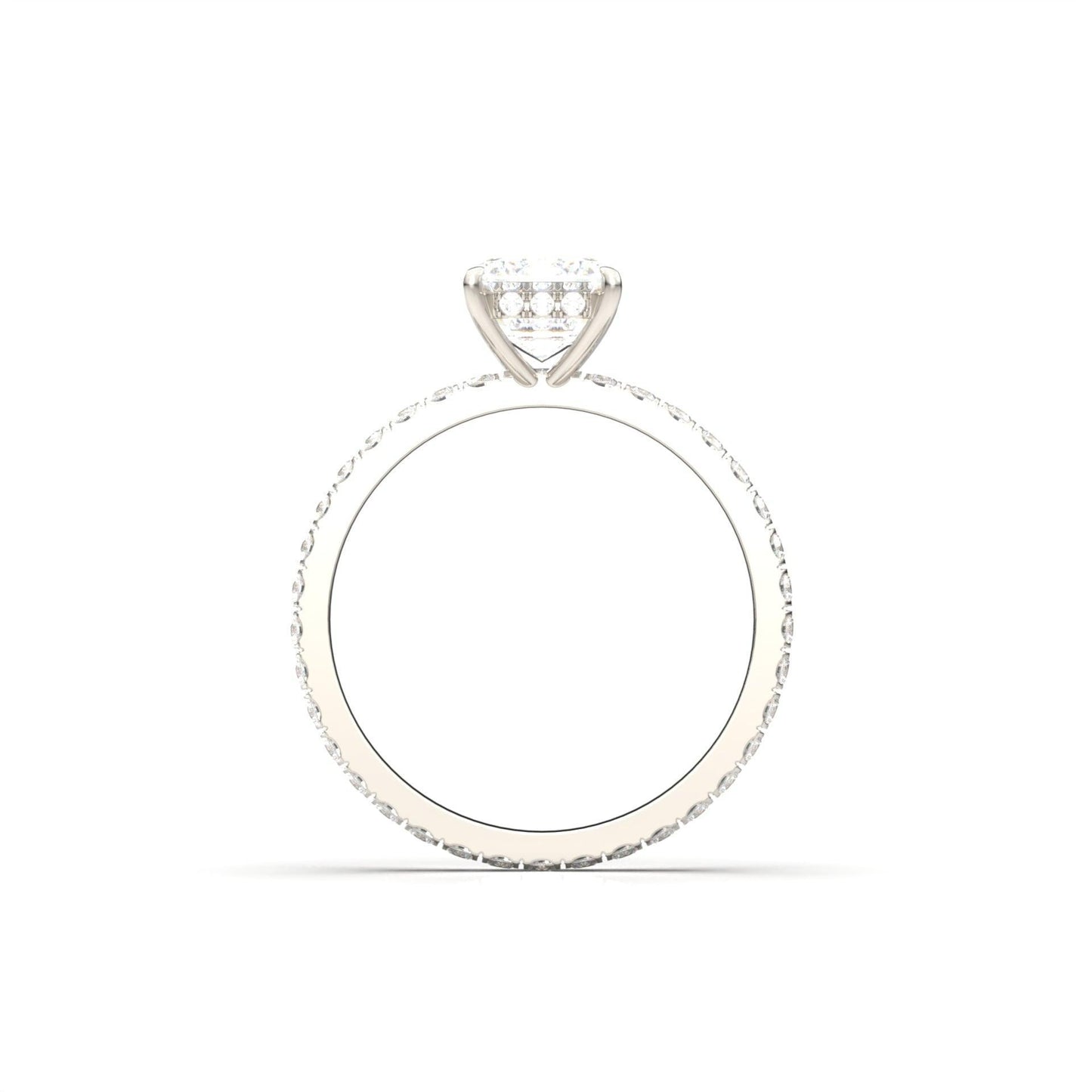 Radiant Hidden Halo Full Pavé Diamond Engagement Ring - Moissanite Engagement Rings