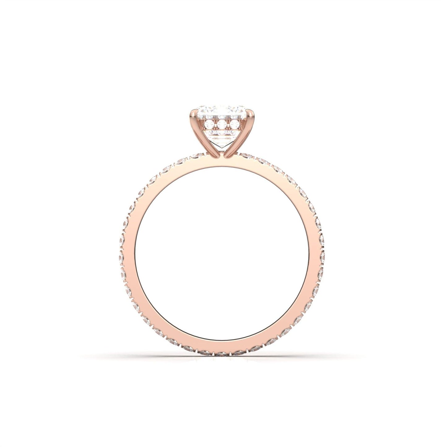 Radiant Hidden Halo Full Pavé Diamond Engagement Ring - Moissanite Engagement Rings