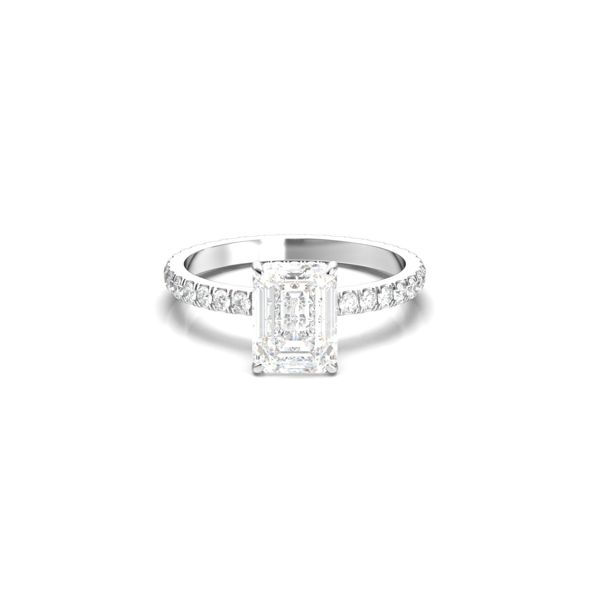 Radiant Hidden Halo Full Pavé Diamond Engagement Ring - Moissanite Engagement Rings