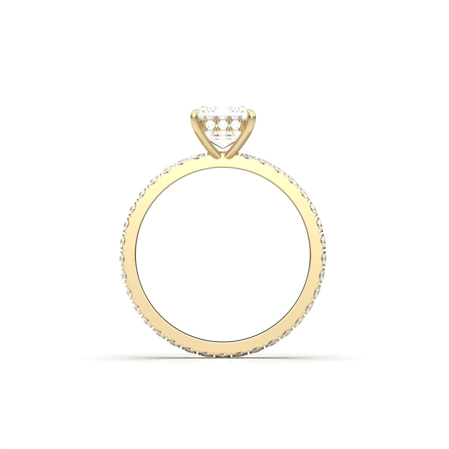 Radiant Hidden Halo Full Pavé Diamond Engagement Ring - Moissanite Engagement Rings