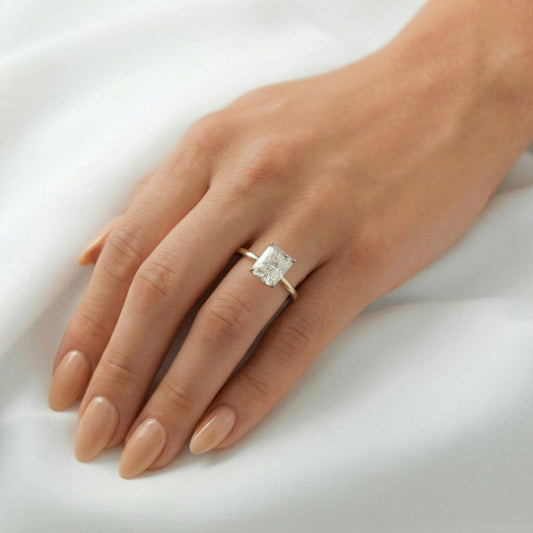 Radiant Solitaire Two Tone Moissanite Engagement Ring