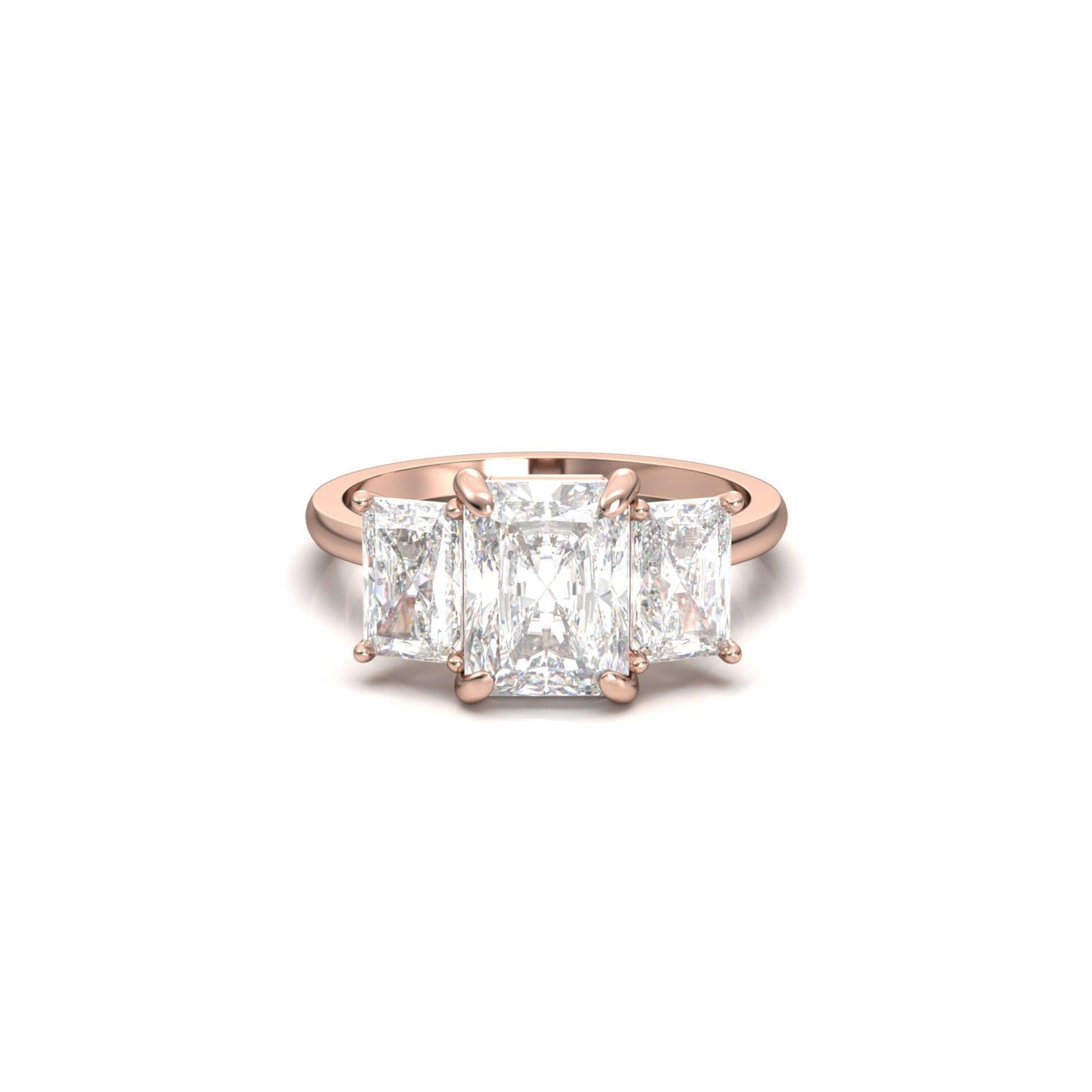 Radiant Trilogy Diamond Engagement Ring - Moissanite Engagement Rings
