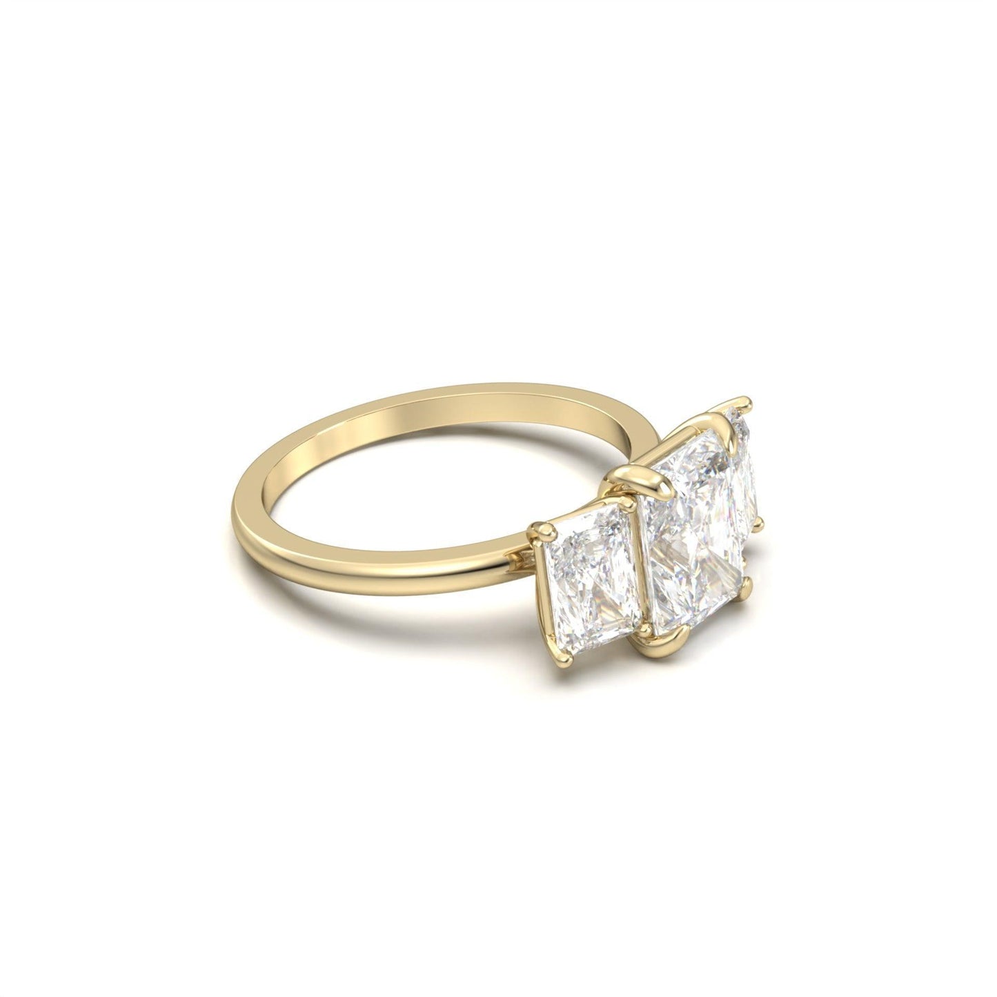 Radiant Trilogy Diamond Engagement Ring - Moissanite Engagement Rings