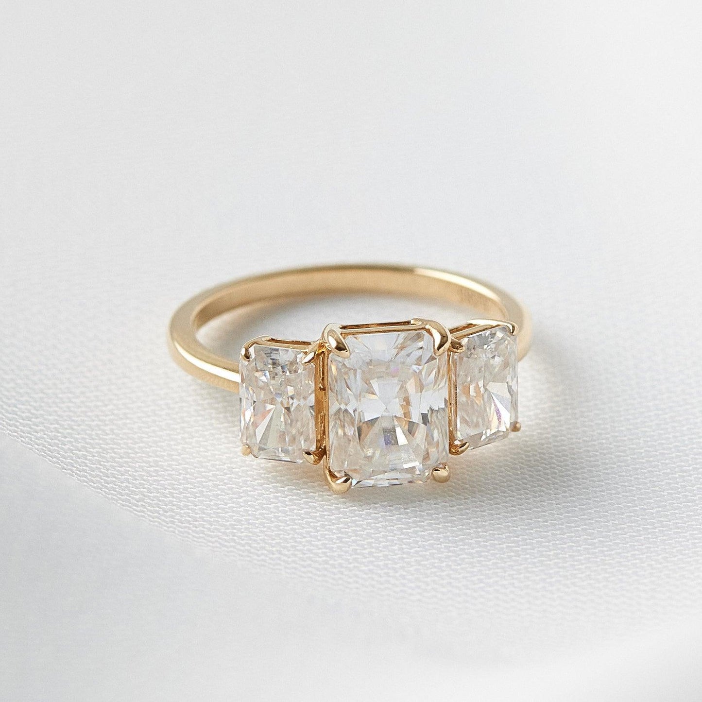 Radiant Trilogy Diamond Engagement Ring - Moissanite Engagement Rings