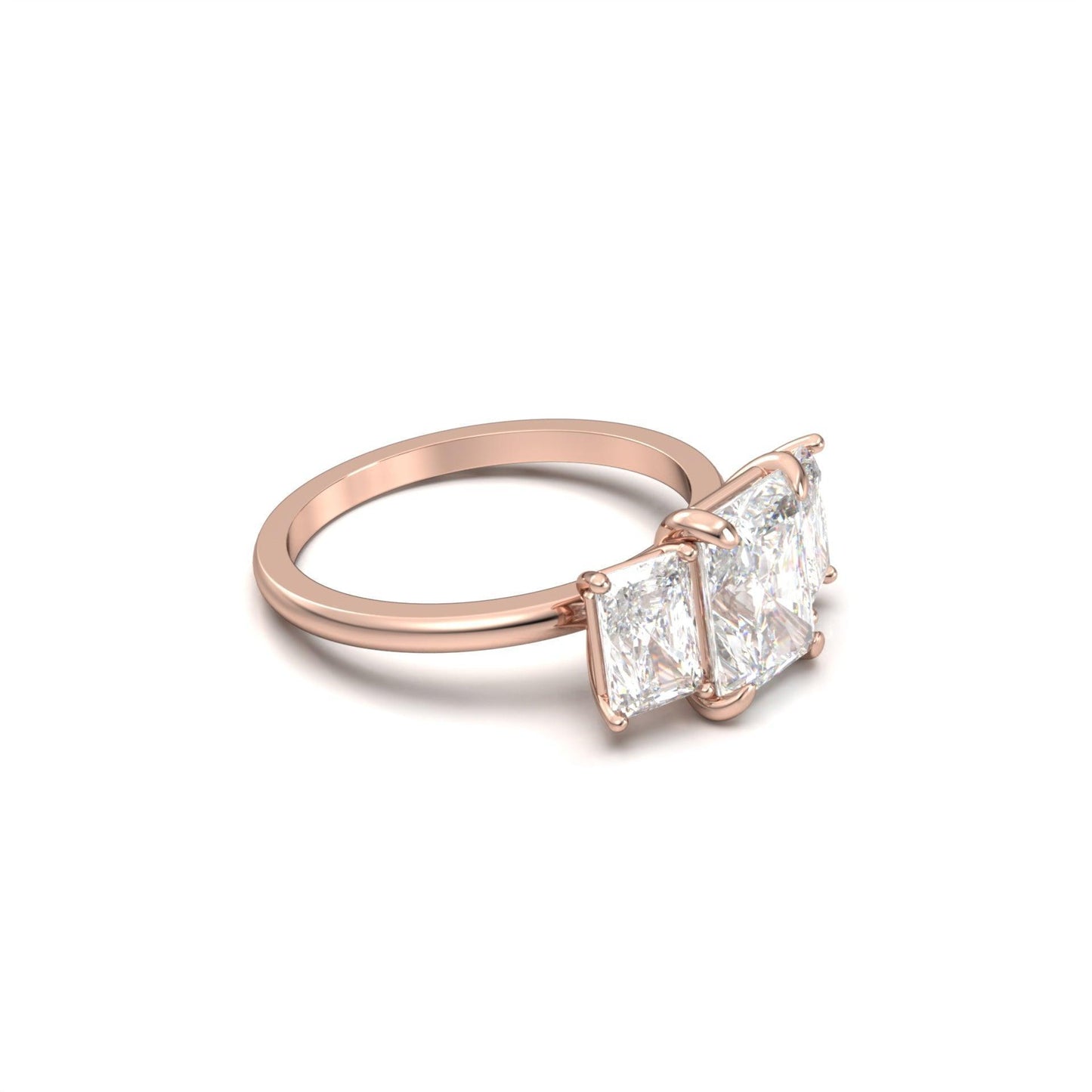 Radiant Trilogy Diamond Engagement Ring - Moissanite Engagement Rings