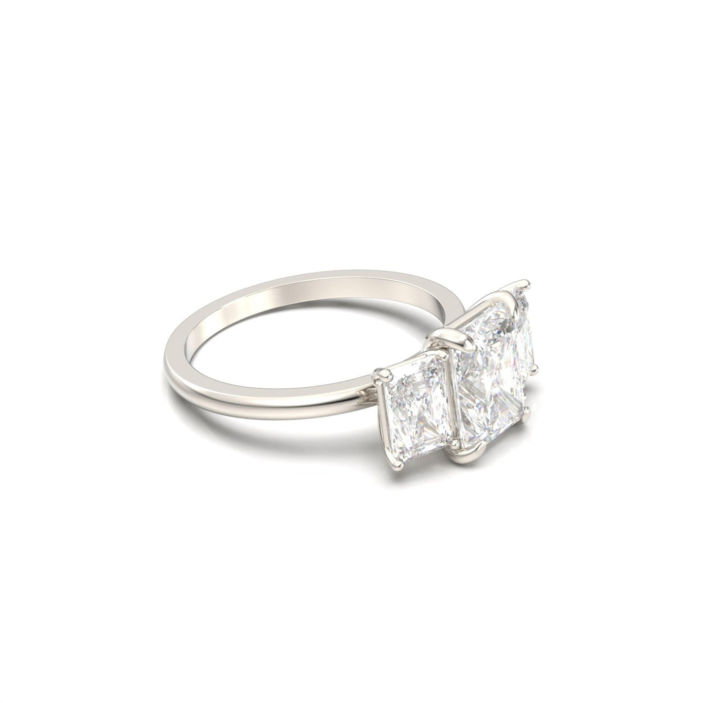 Radiant Trilogy Diamond Engagement Ring - Moissanite Engagement Rings