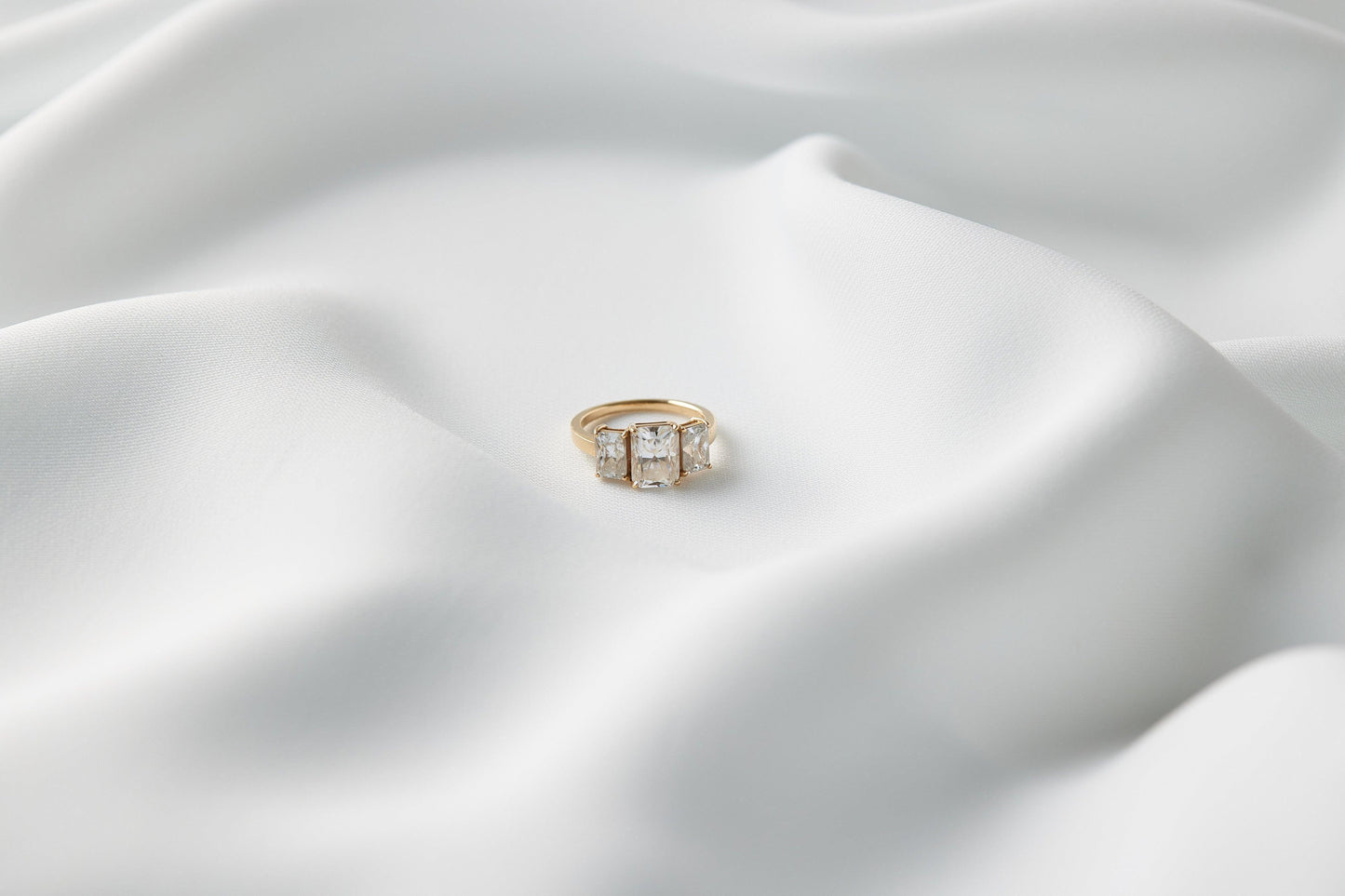 Radiant Trilogy Diamond Engagement Ring - Moissanite Engagement Rings