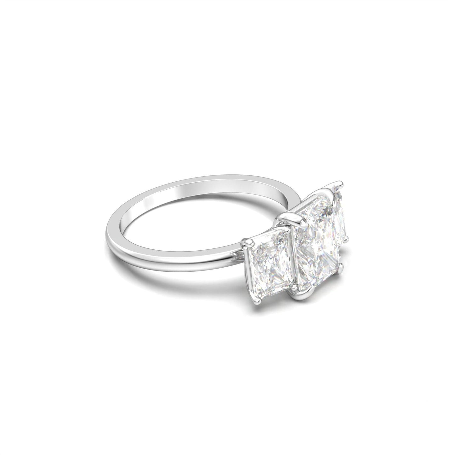 Radiant Trilogy Diamond Engagement Ring - Moissanite Engagement Rings