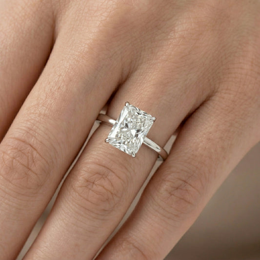 Radiant White Gold Solitaire Moissanite Engagement Ring