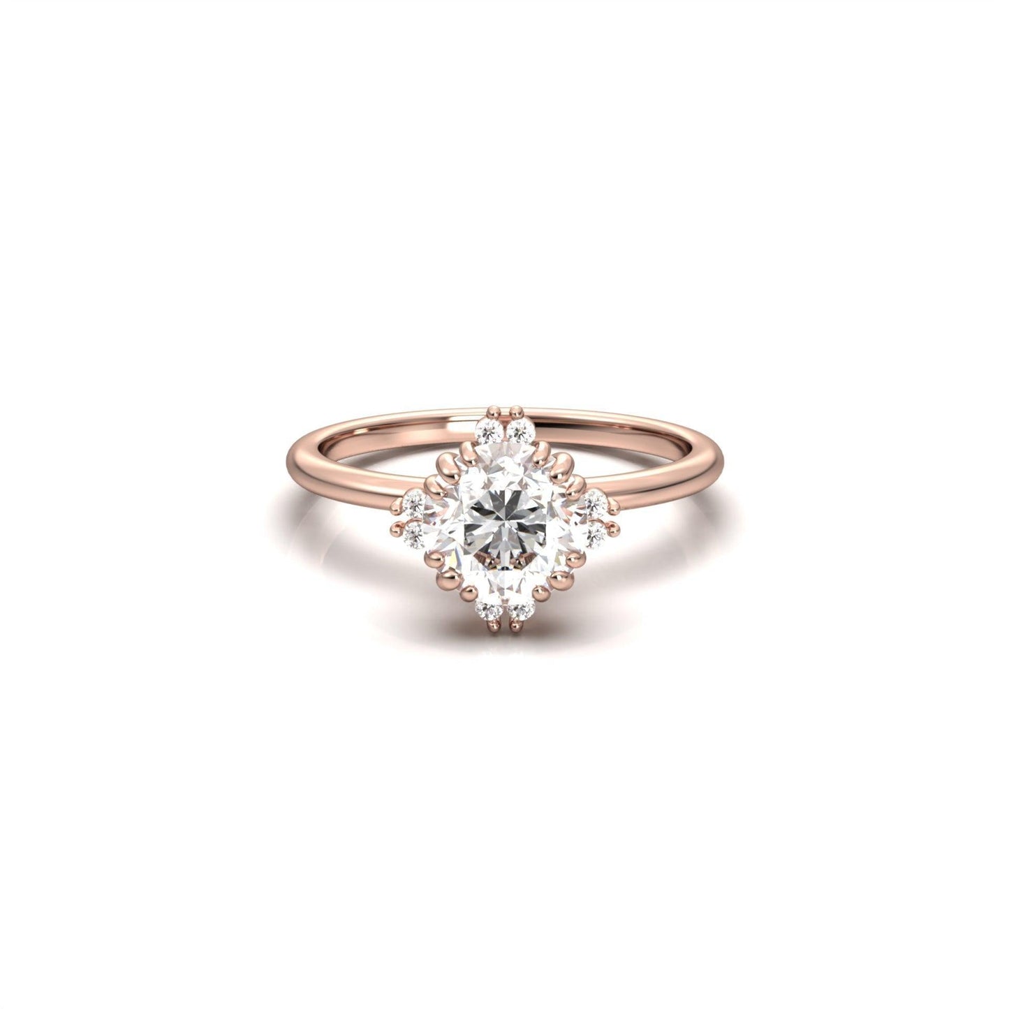 Round Accent Stones Diamond Engagement Ring - Moissanite Engagement Rings