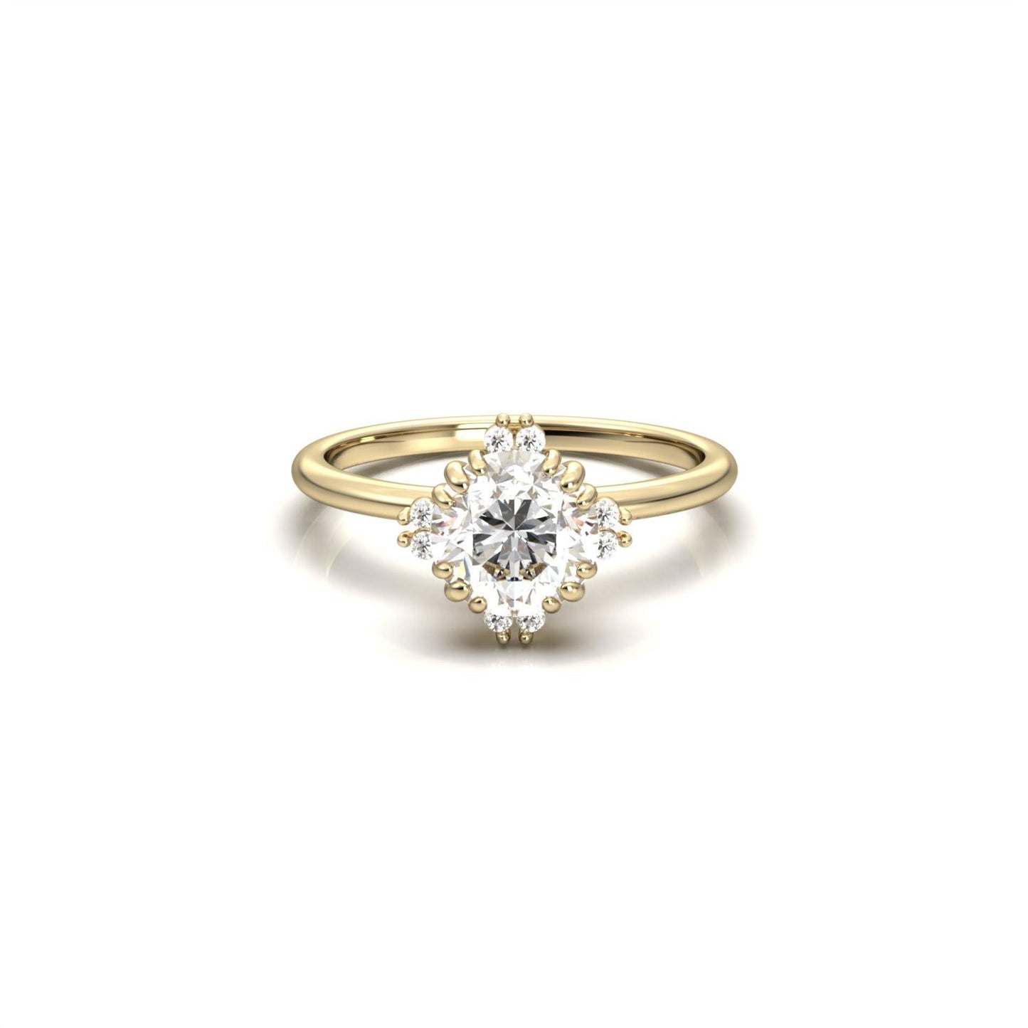 Round Accent Stones Diamond Engagement Ring - Moissanite Engagement Rings