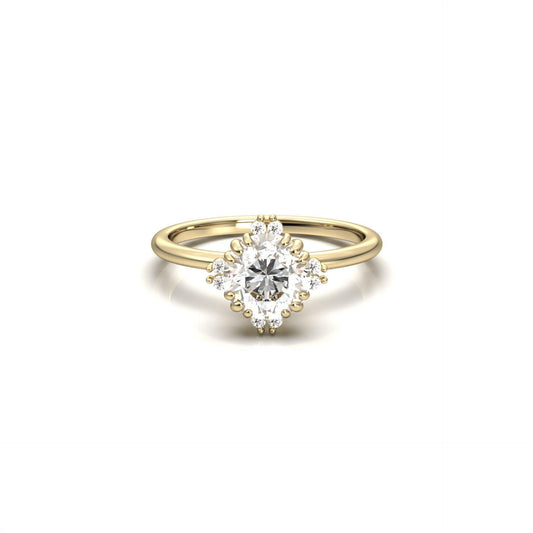 Round Accent Stones Diamond Engagement Ring - Moissanite Engagement Rings