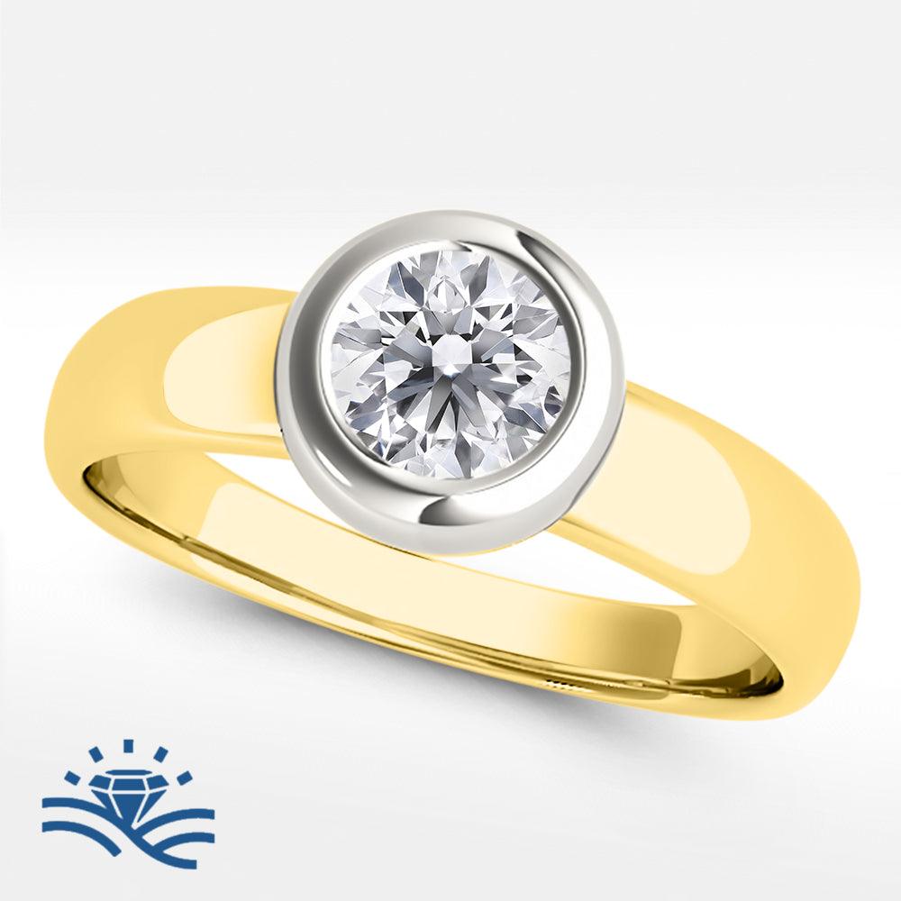 Round Bezel Solitaire Moissanite Engagement Ring - Moissanite Engagement Rings