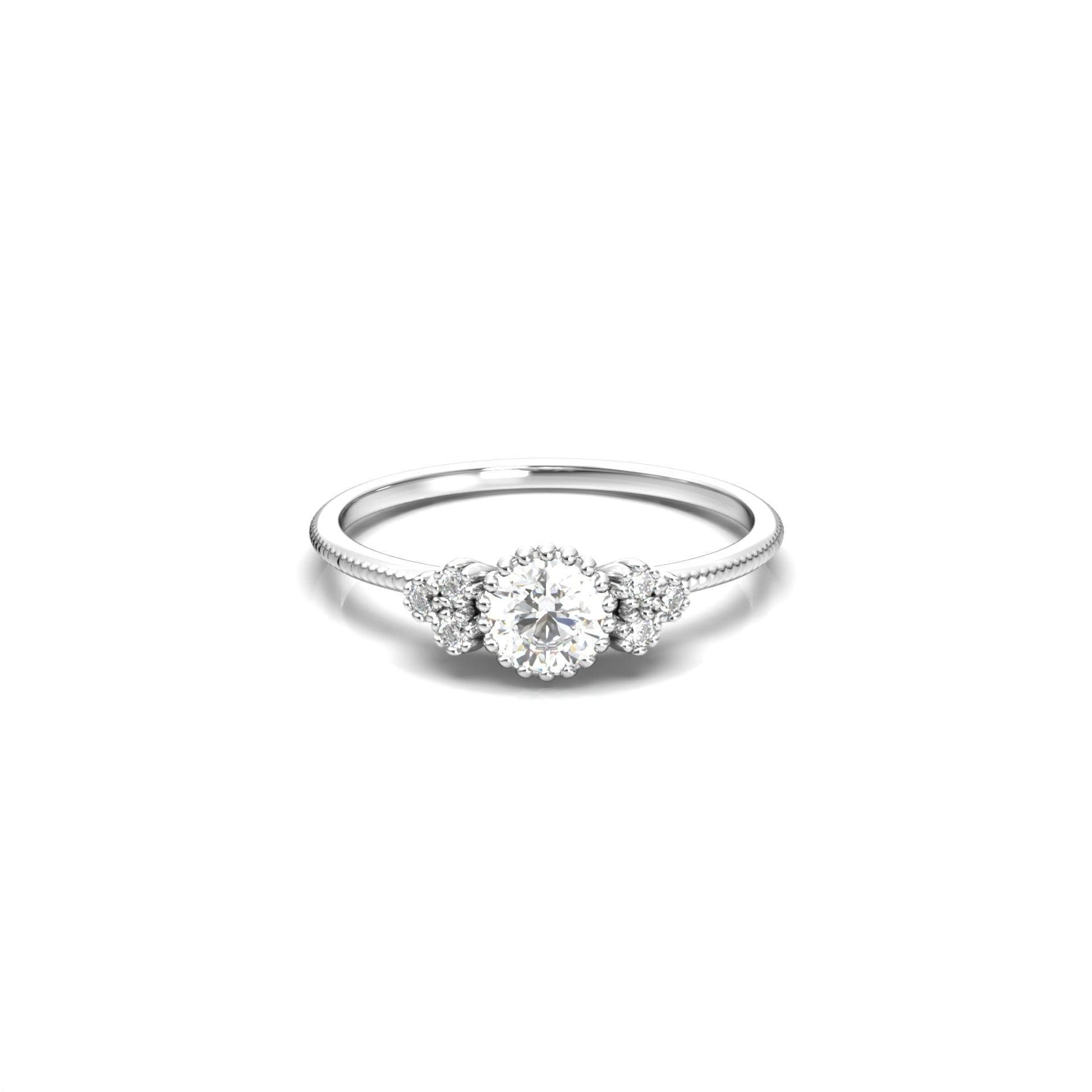 Round Clusters & Extra Prongs Moissanite Engagement Ring - Moissanite Engagement Rings