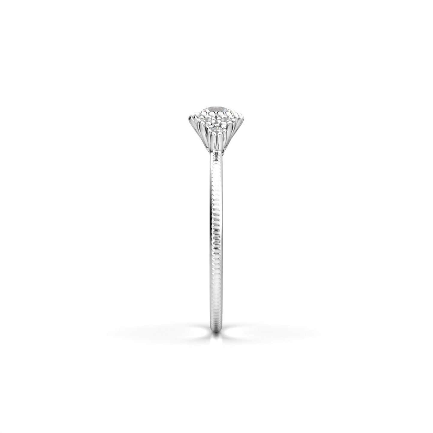 Round Clusters & Extra Prongs Moissanite Engagement Ring - Moissanite Engagement Rings