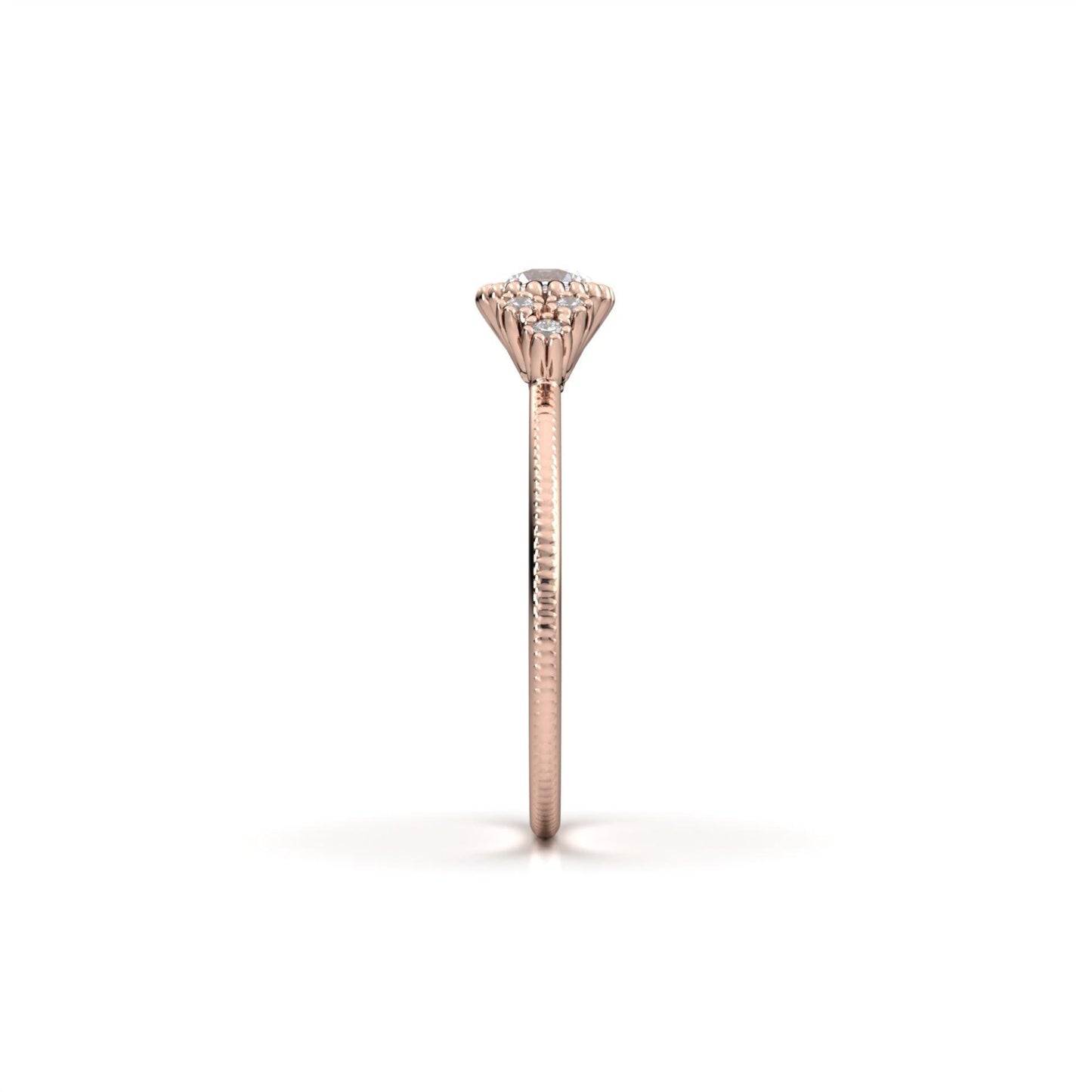 Round Clusters & Extra Prongs Moissanite Engagement Ring - Moissanite Engagement Rings