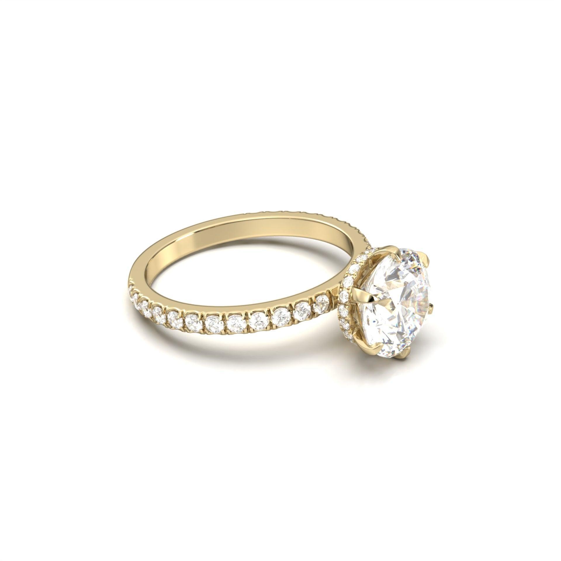 Round Half Pavè & Hidden Halo Moissanite Engagement Ring - Moissanite Engagement Rings