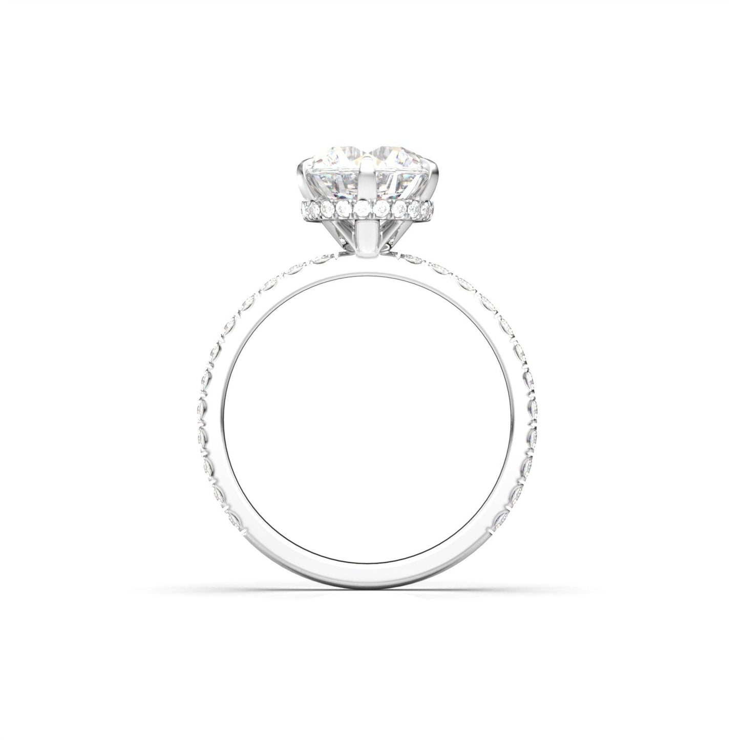 Round Half Pavè & Hidden Halo Moissanite Engagement Ring - Moissanite Engagement Rings