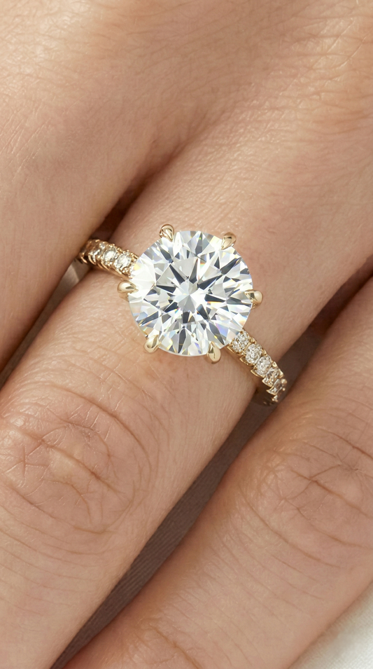 Round Half Pavè & Hidden Halo Diamond Engagement Ring