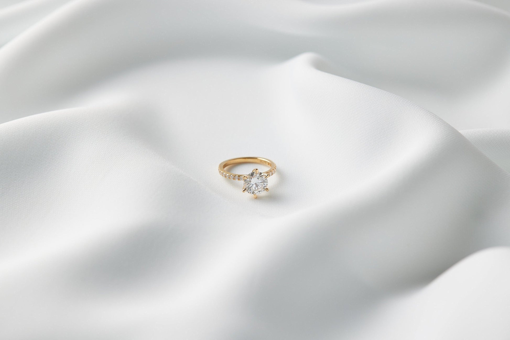 Round Half Pavè & Hidden Halo Moissanite Engagement Ring - Moissanite Engagement Rings