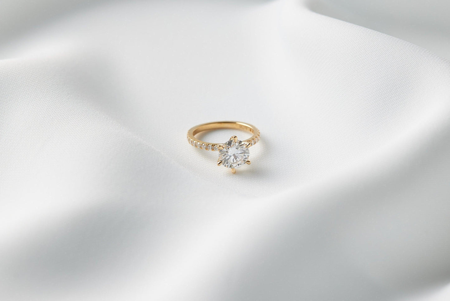 Round Half Pavè & Hidden Halo Moissanite Engagement Ring - Moissanite Engagement Rings