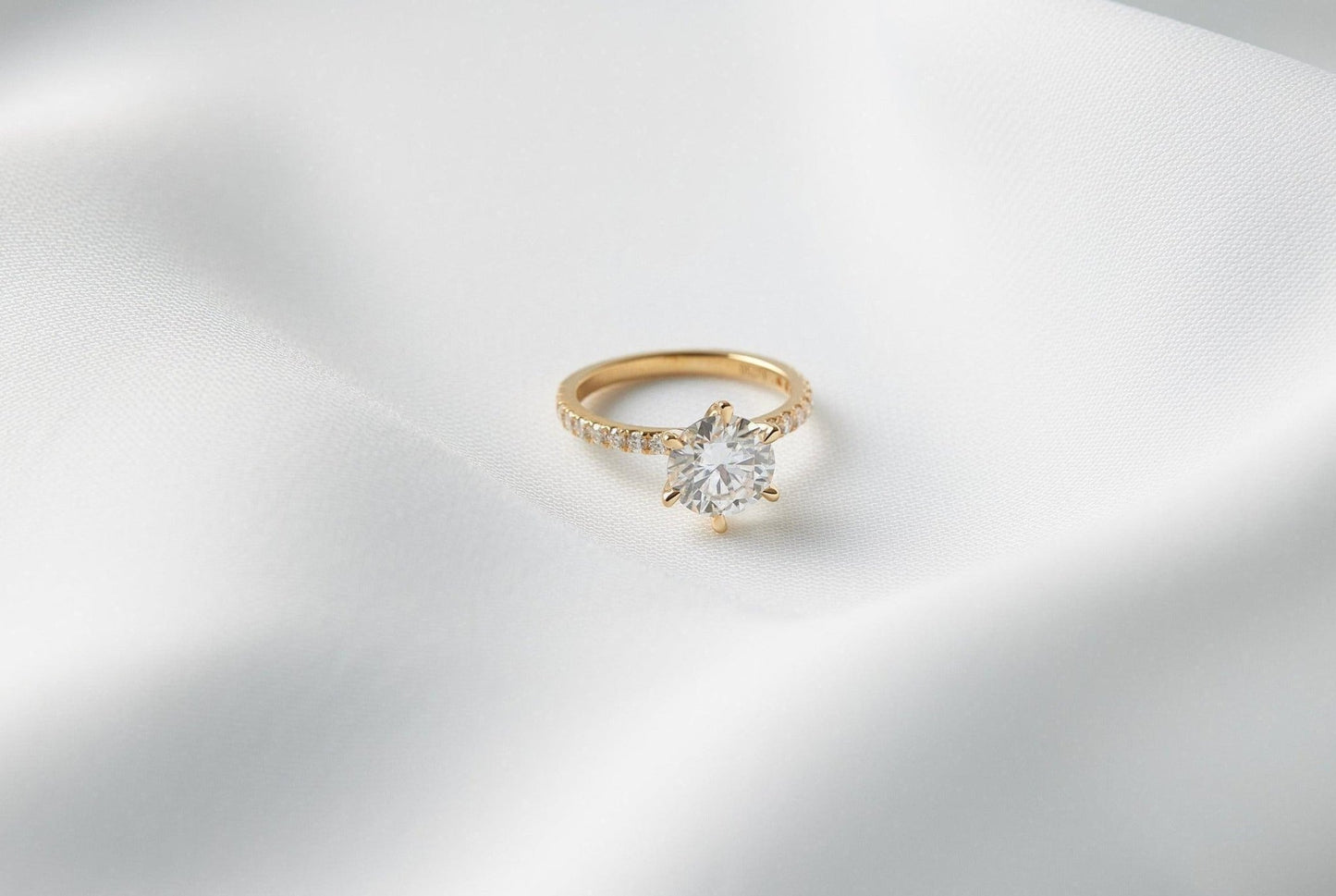 Round Half Pavè & Hidden Halo Moissanite Engagement Ring - Moissanite Engagement Rings