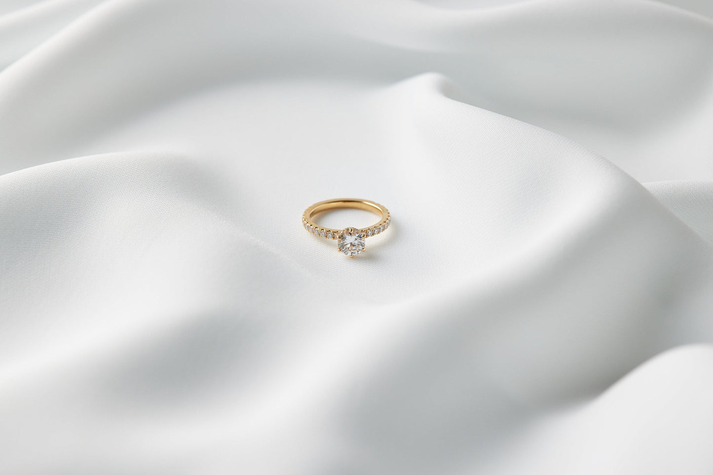 Round Half Pavè & Hidden Halo Moissanite Engagement Ring - Moissanite Engagement Rings