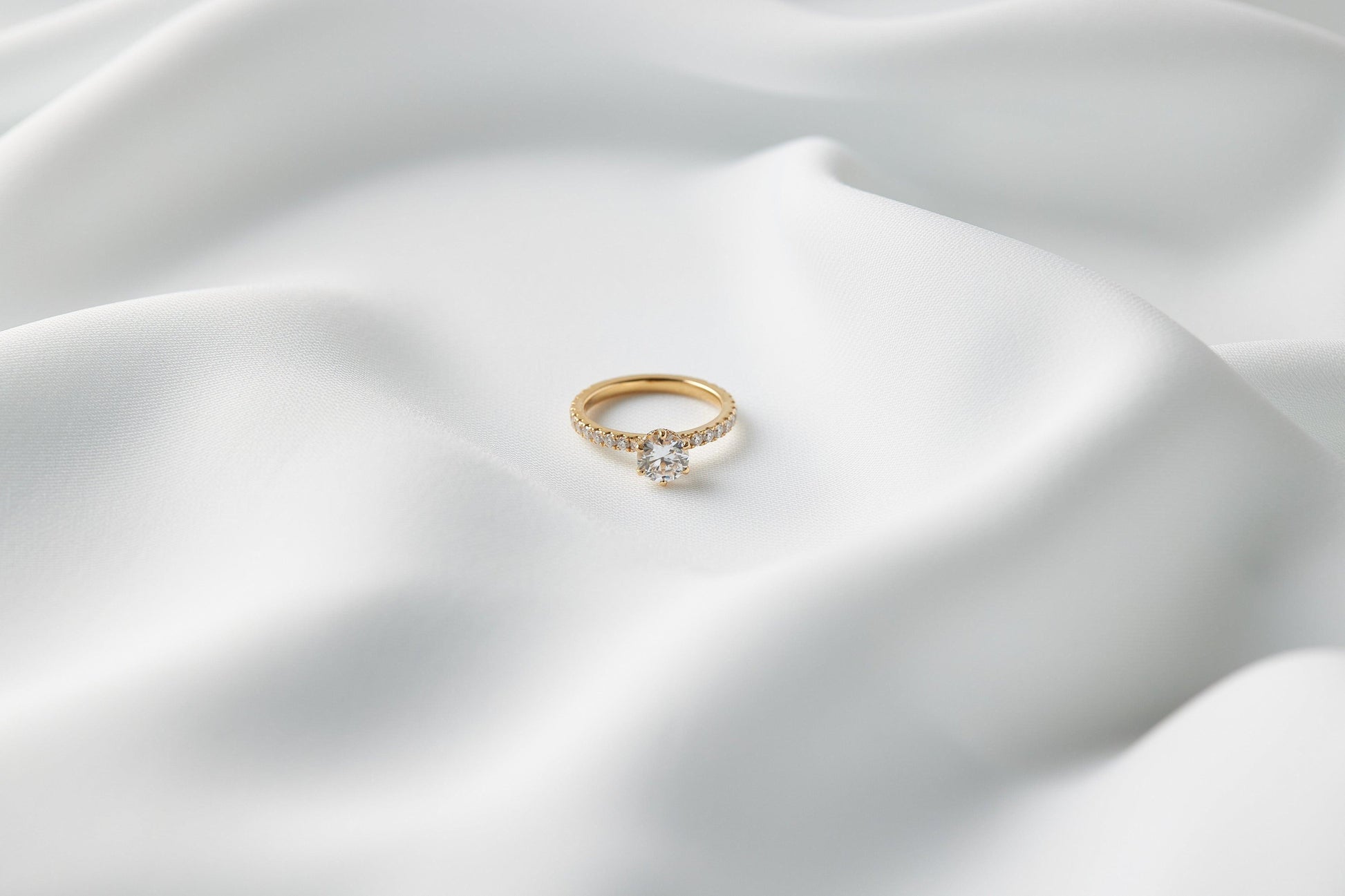 Round Half Pavè & Hidden Halo Moissanite Engagement Ring - Moissanite Engagement Rings