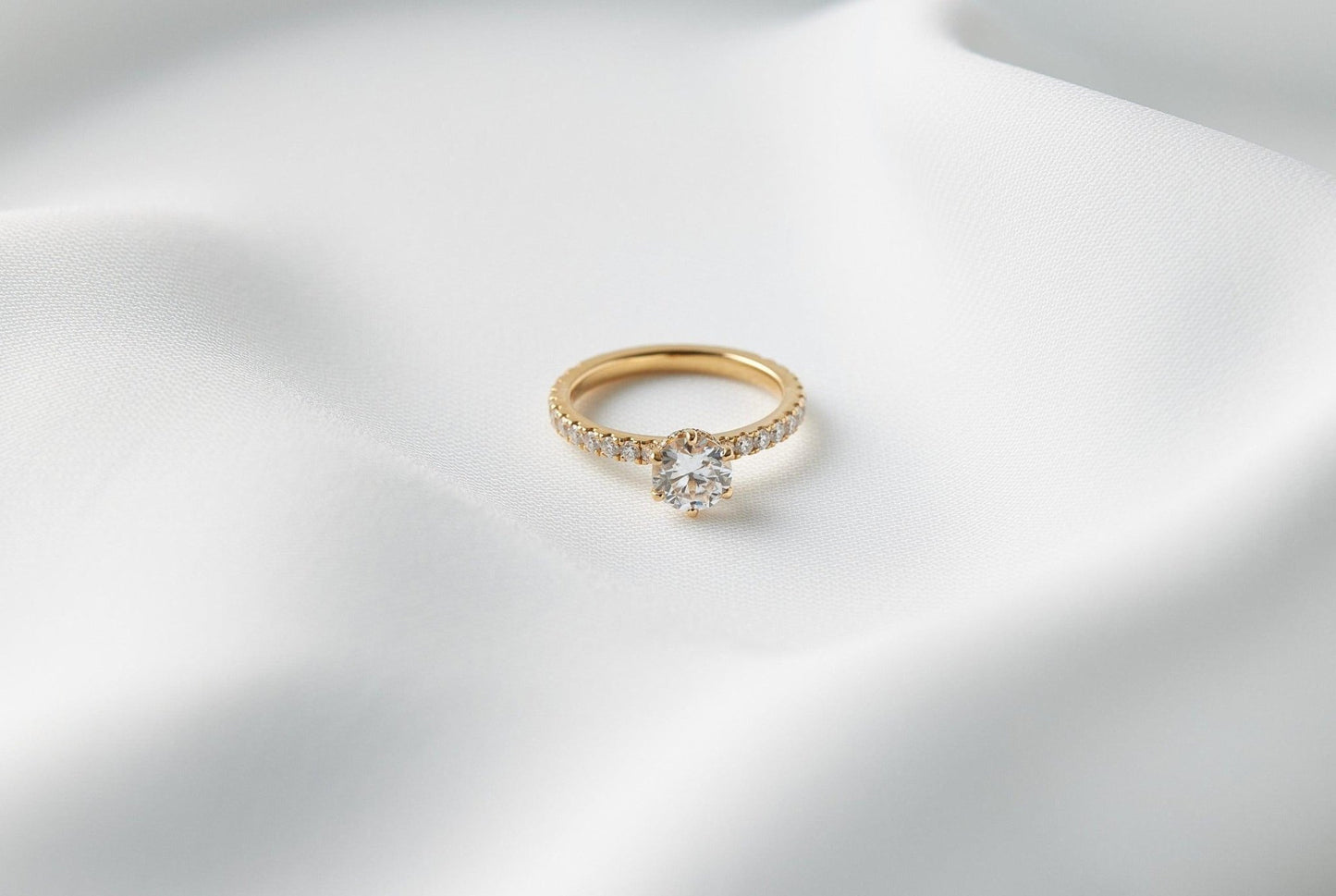 Round Half Pavè & Hidden Halo Moissanite Engagement Ring - Moissanite Engagement Rings