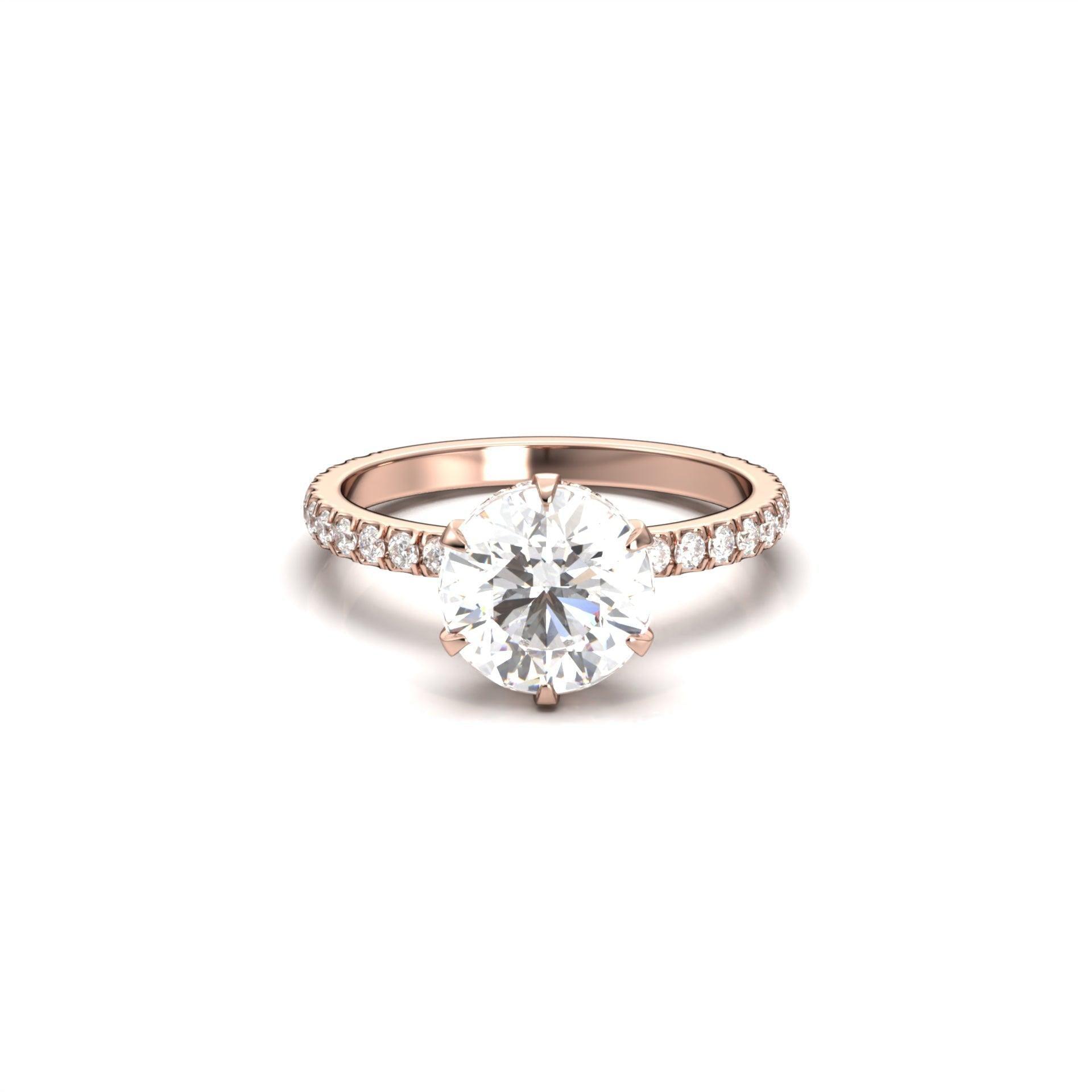 Round Half Pavè & Hidden Halo Moissanite Engagement Ring - Moissanite Engagement Rings
