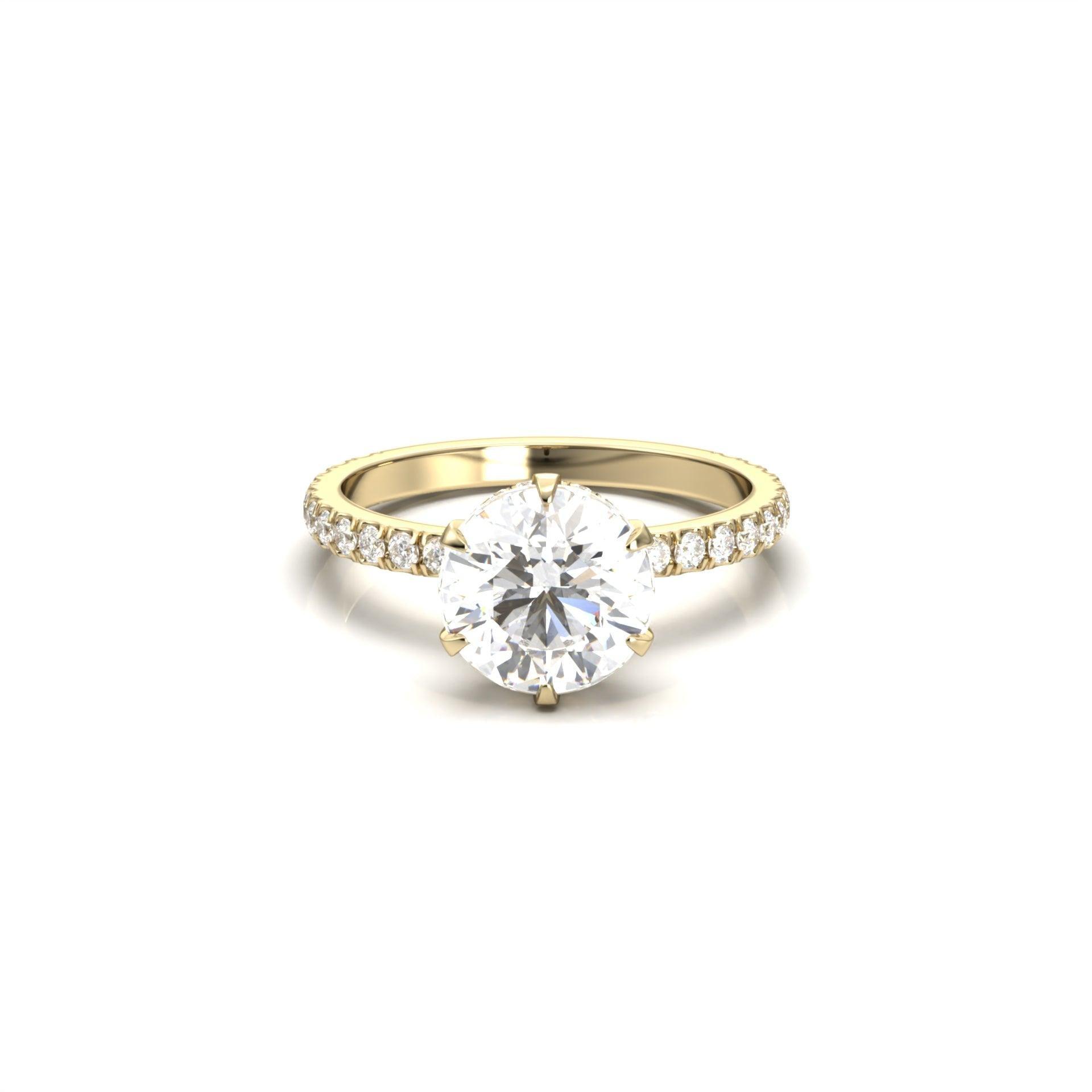 Round Half Pavè & Hidden Halo Moissanite Engagement Ring - Moissanite Engagement Rings