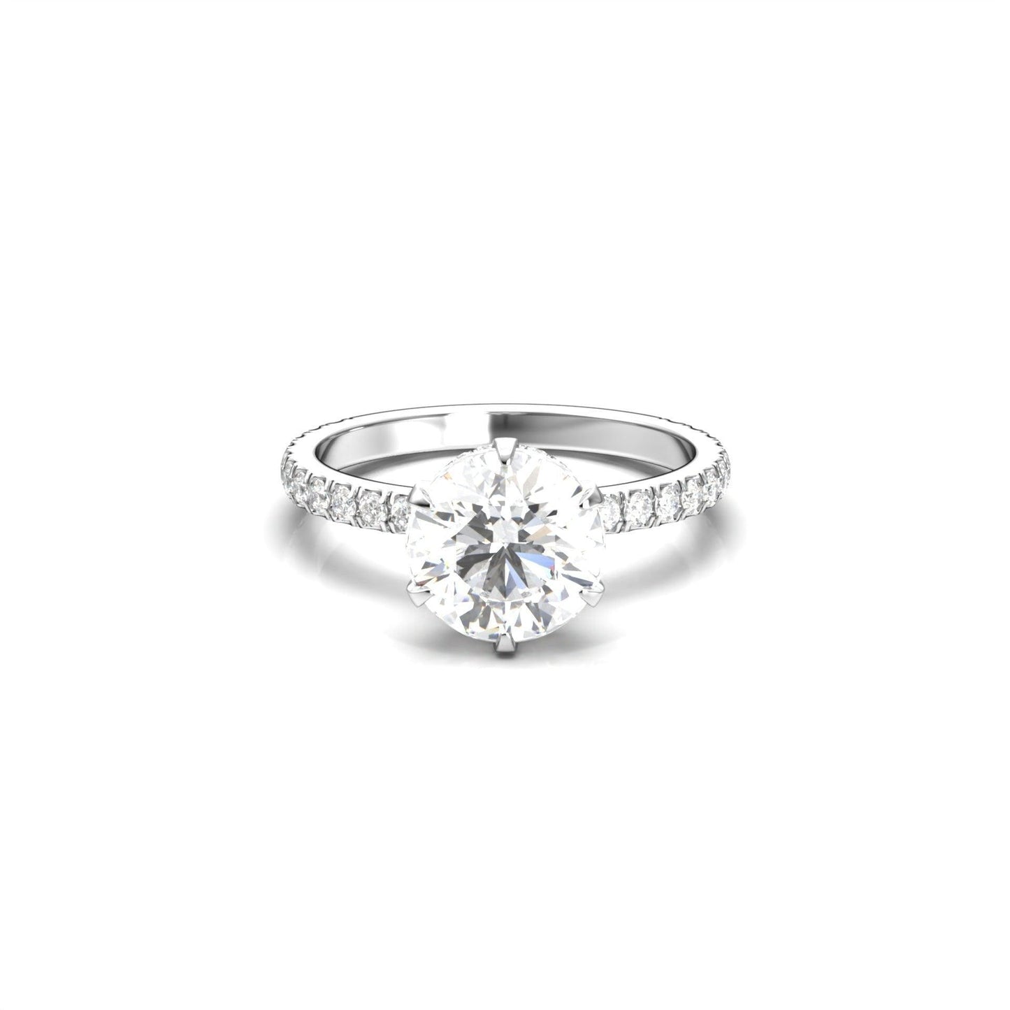 Round Half Pavè & Hidden Halo Moissanite Engagement Ring - Moissanite Engagement Rings
